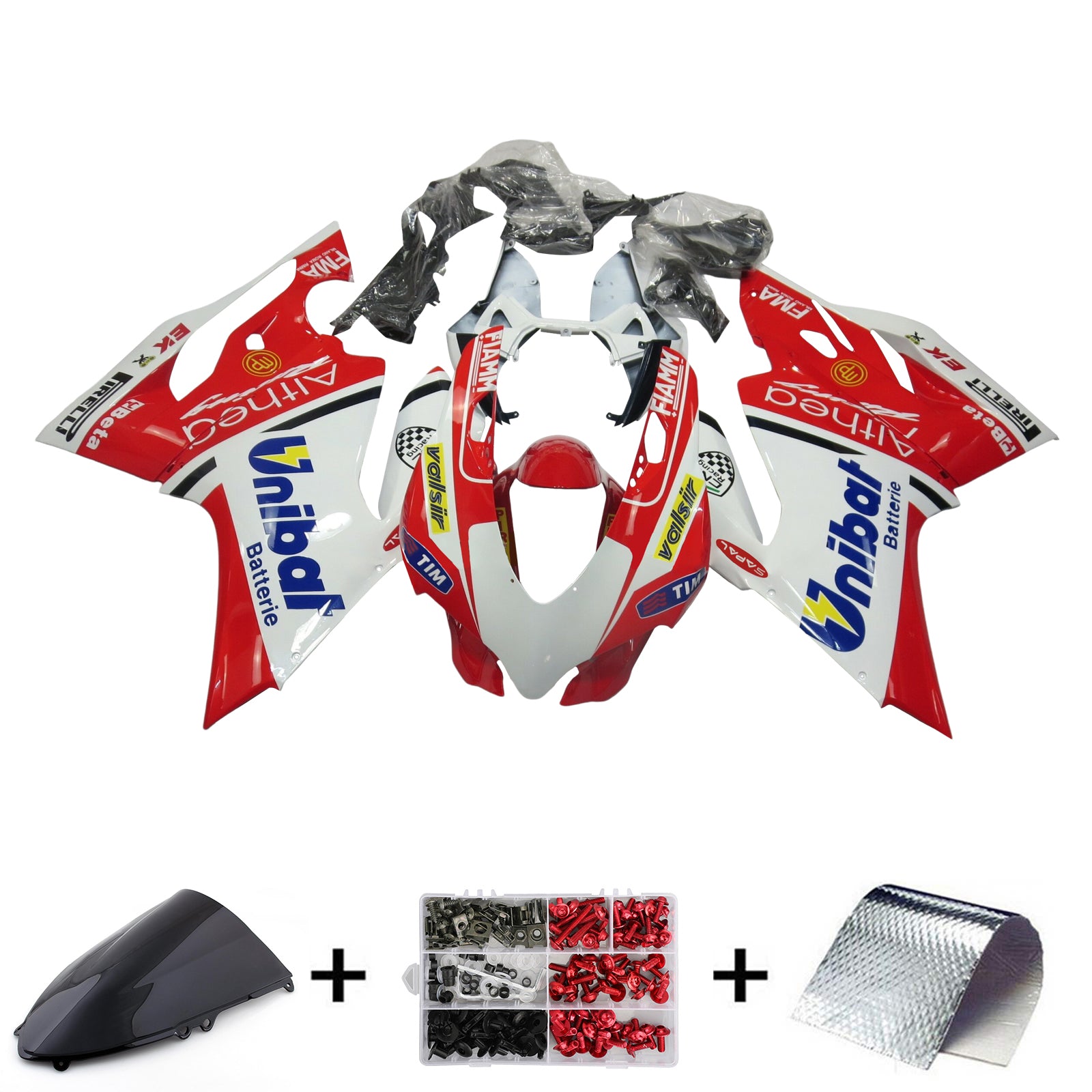 Amotopart 2012-2015 Ducati 899 Red White Yellow com Declas Fairing Kit