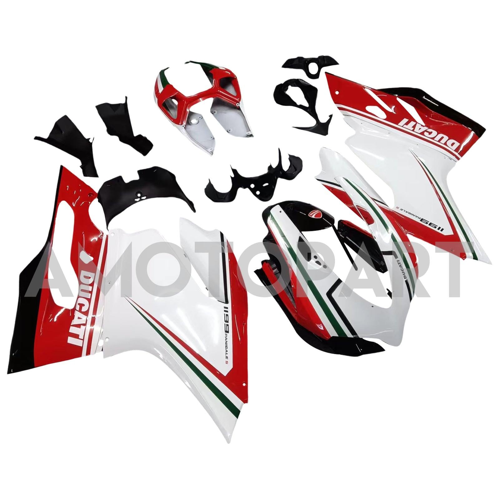 Amotopart 2012-2015 Ducati 899 White Black Red Fairing Kit