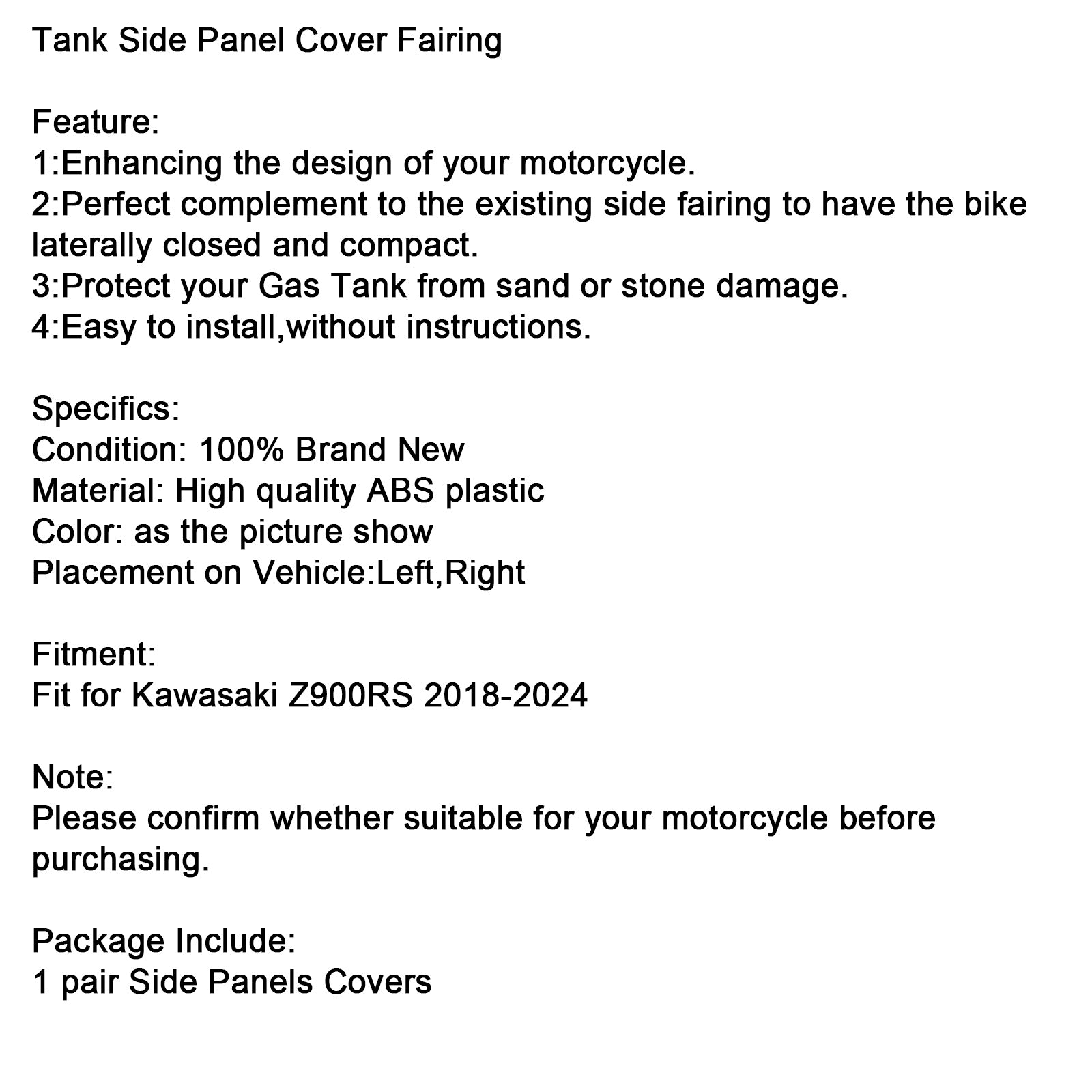 18-24 Kawasaki Z900RS Gas Tank Side Cover Panel Fairing Cowl