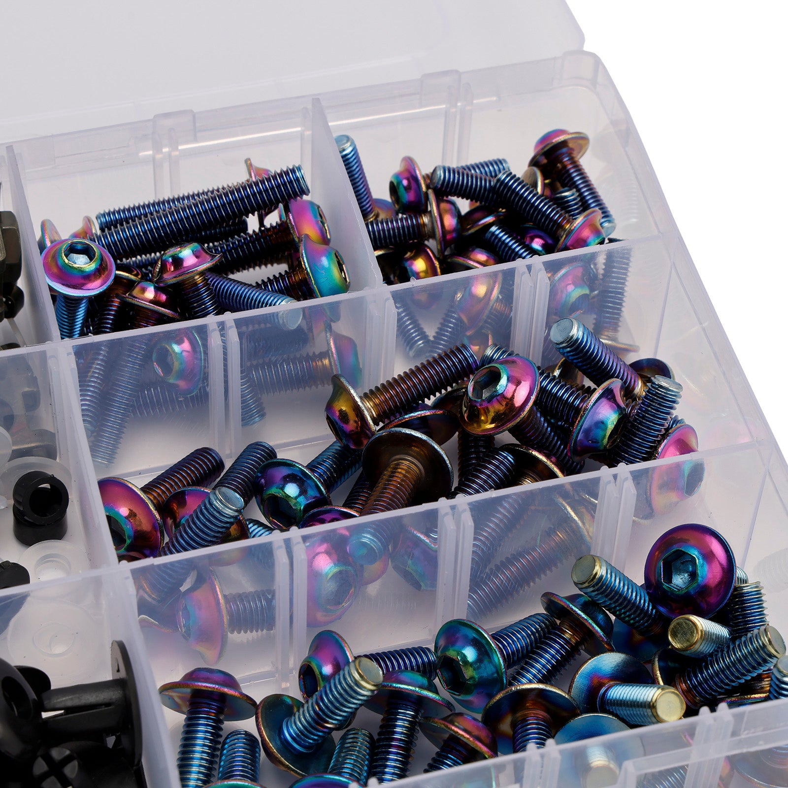 198PCS Universal Durable Stainless Steel Fairing Bolt Kit Bodywork Screws Iridium