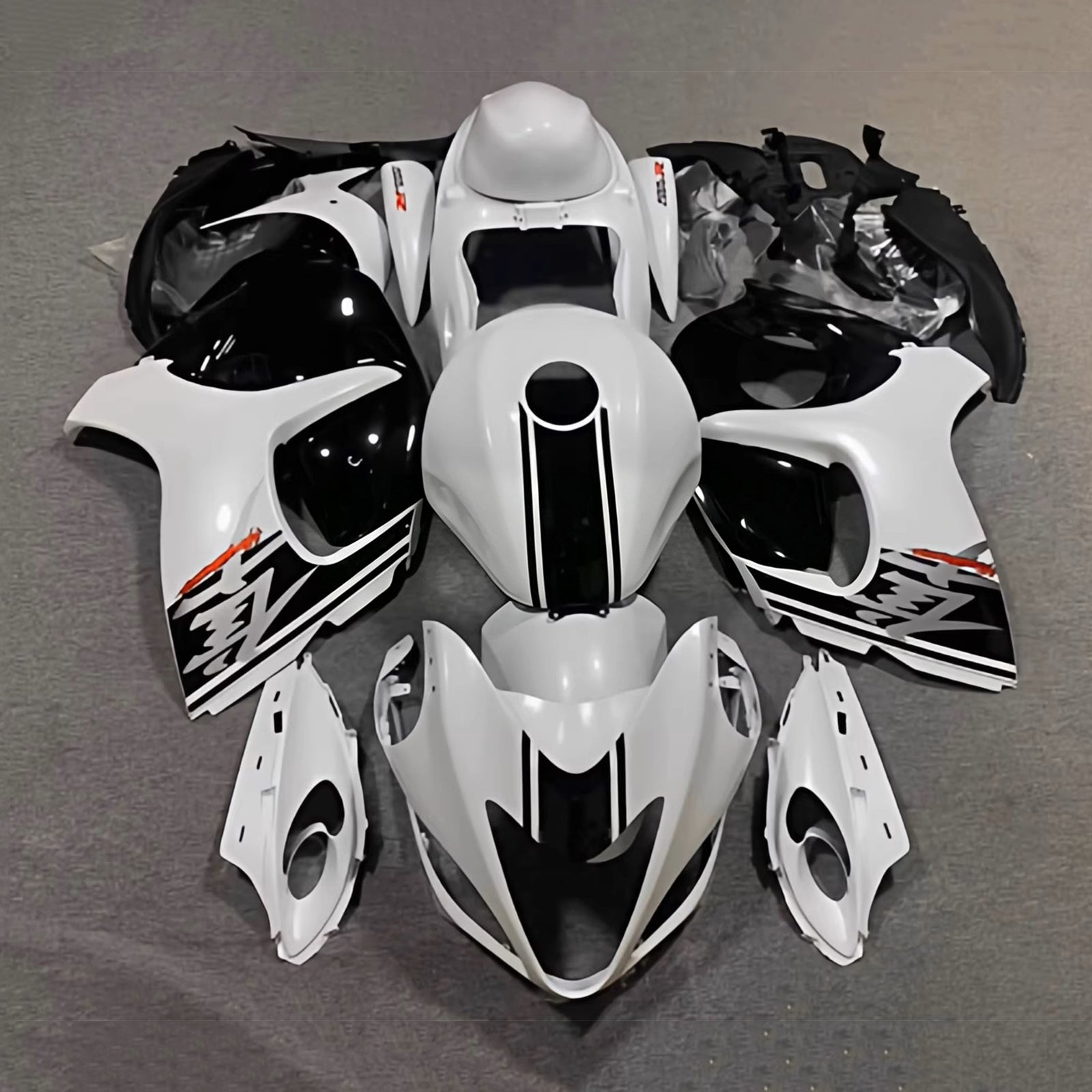 Amotopart 2008-2020 Suzuki Hayabusa GSX1300R White/Black Fairing Kit