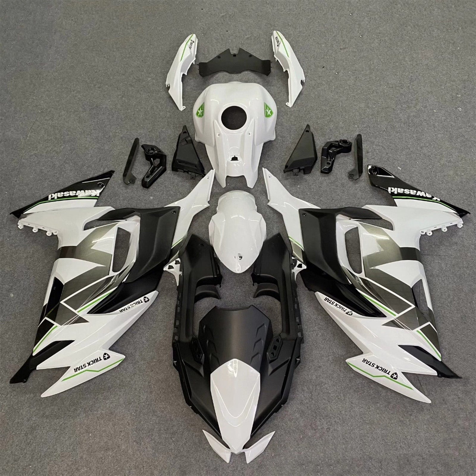 Amotopart 2020-2025 Kawasaki ER6F/Ninja650 White Black Grey Fairing Kit