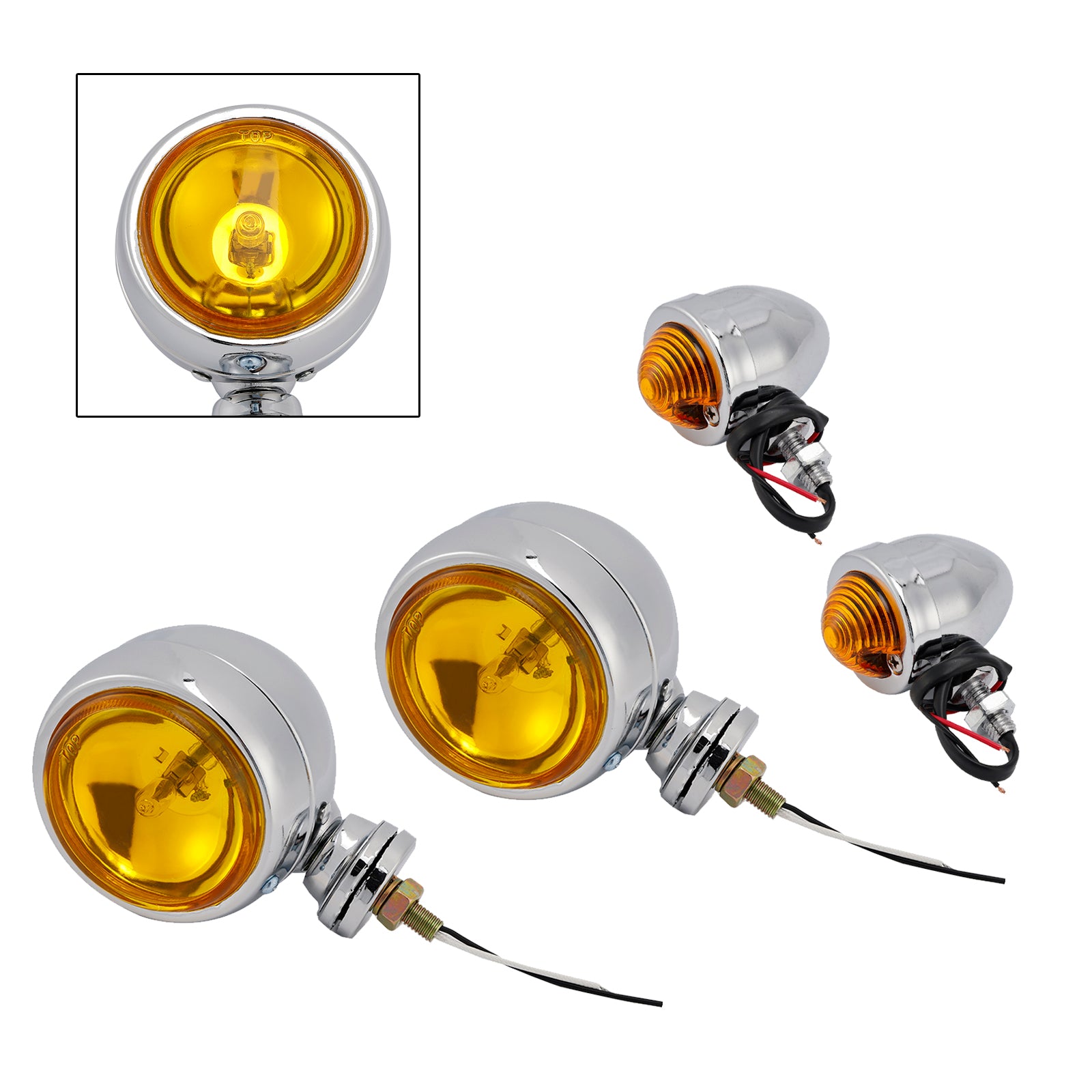 Motorcycle Headlight Lamp Spotlight Universal Coler Switch Chrome #D20