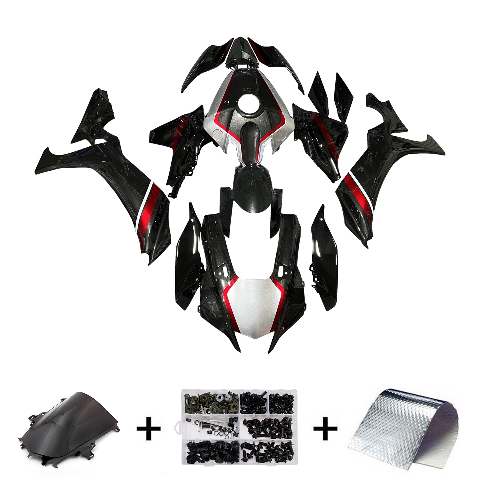 Amotopart 2020-2025 Yamaha YZF-R1 Black Red Fairing Kit