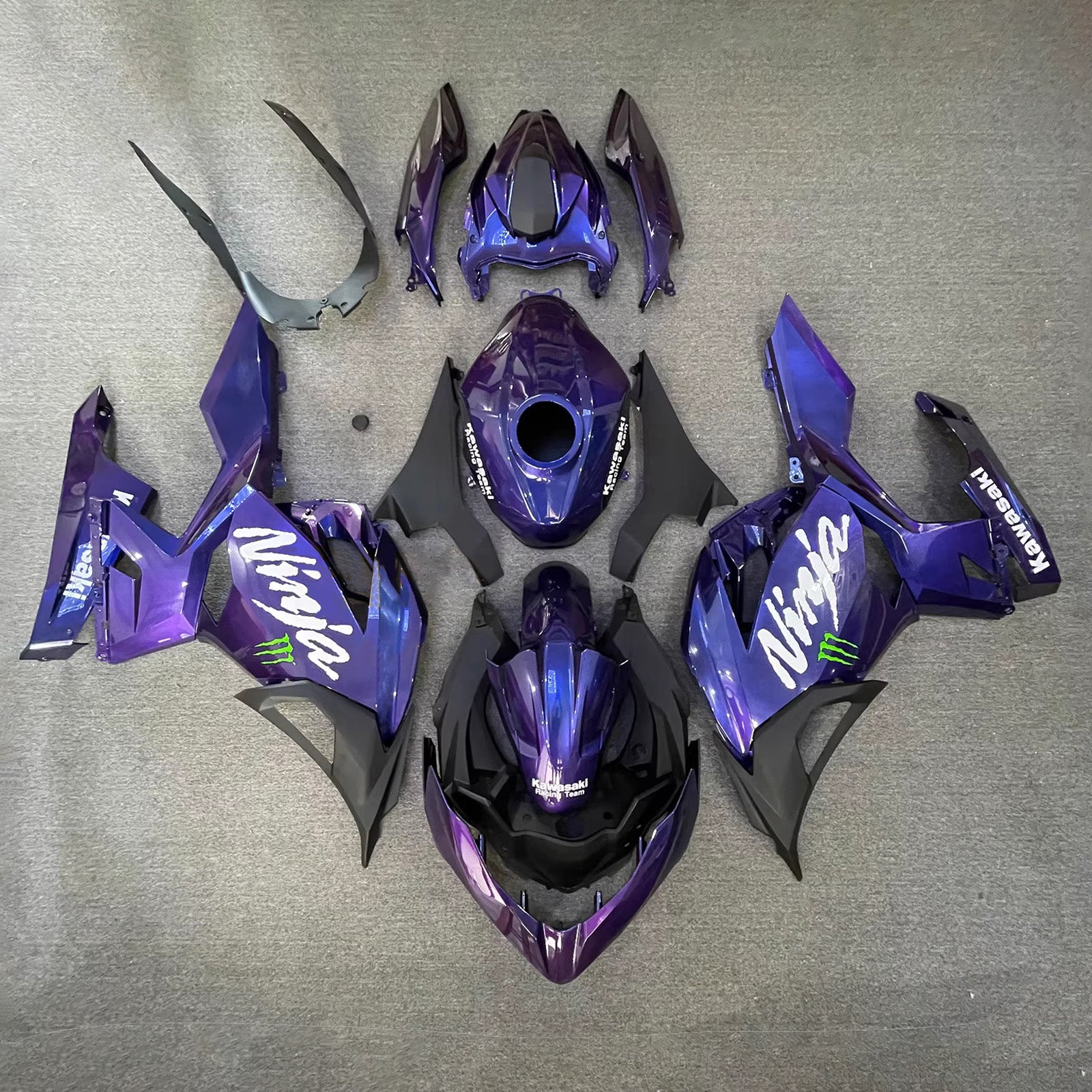 Amotopart 2018-2024 Kawasaki EX400/Ninja400 Purple Blue Chameleon Fairing Kit
