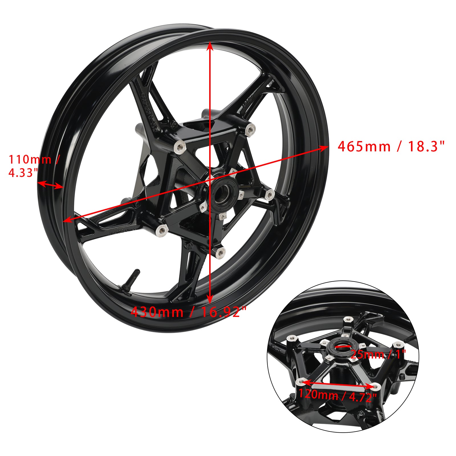 19-23 BMW S1000R K63 / S1000RR K67 / S1000XR K69 (NOT M VERSIONS) Front Wheel Rim Black