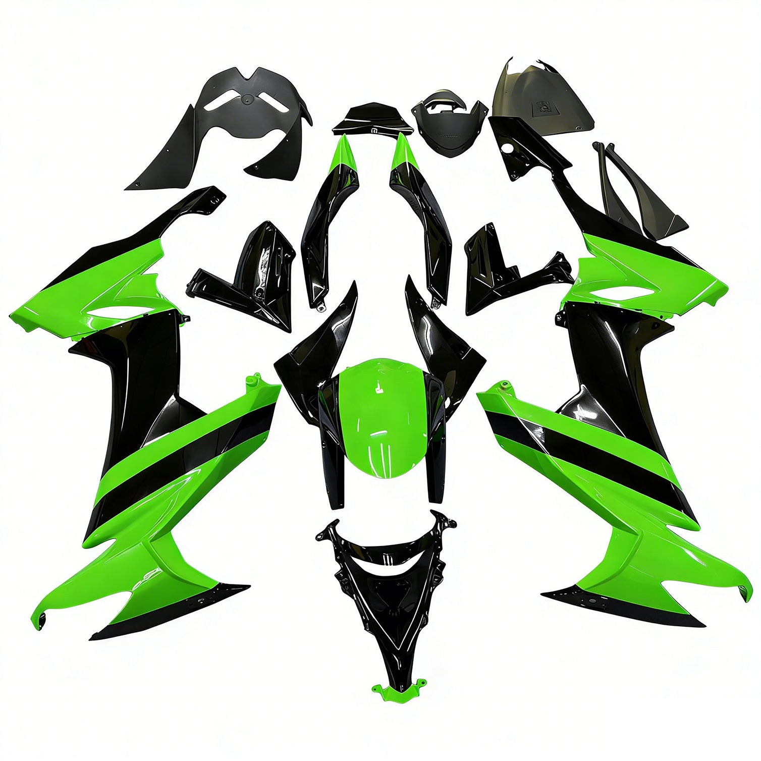 Amotopart 2008-2010 Kawasaki ZX10R Green Black Fairing Kit