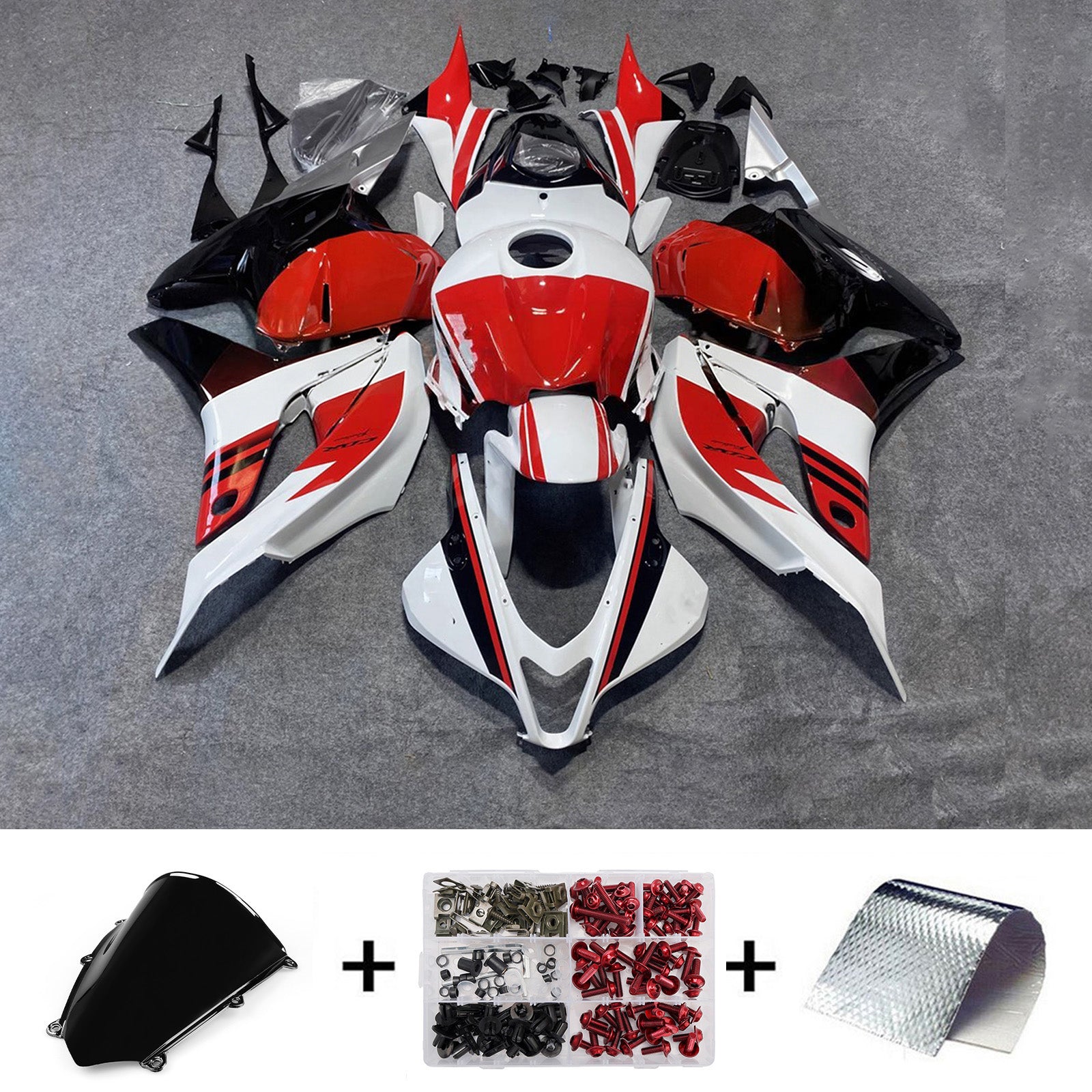 Amotopart 2009-2012 Honda CBR600RR White Red Fairing Kit