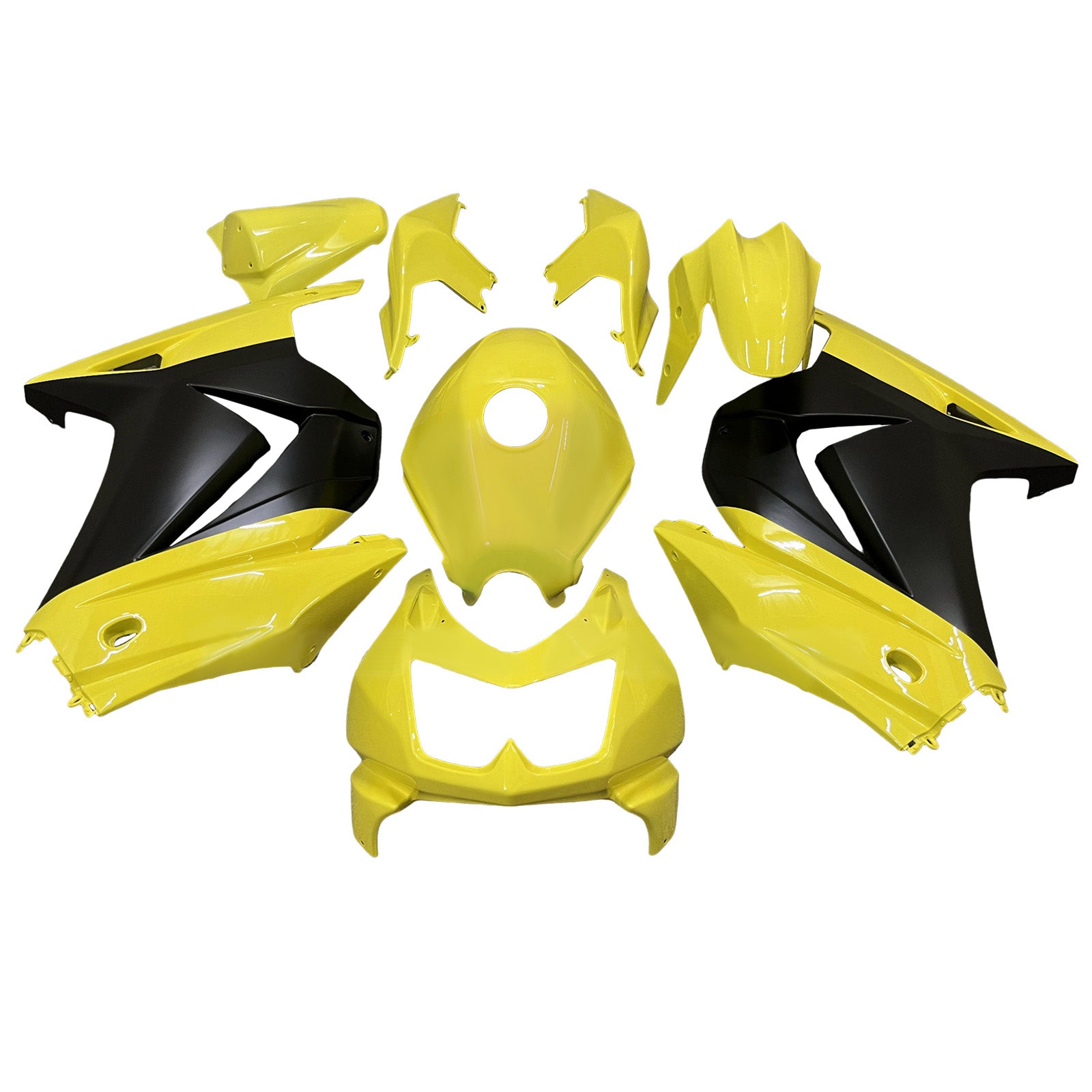 Amotopart 2008-2012 Kawasaki EX250/Ninja 250R Yellow Black Fairing Kit