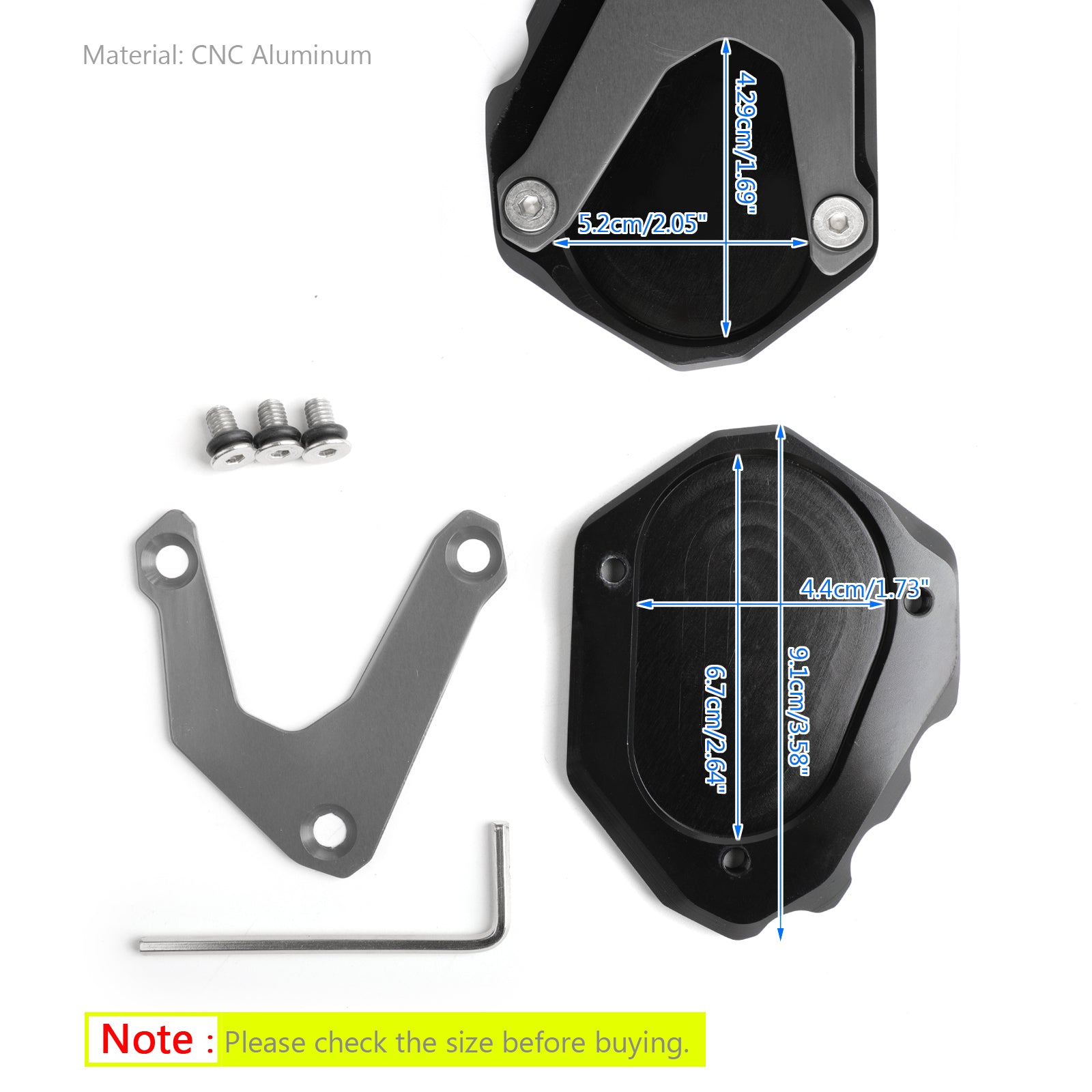 BMW R NINE T 2014-17 R1200RT 04-14 Almofada de extensão do suporte lateral cinza
