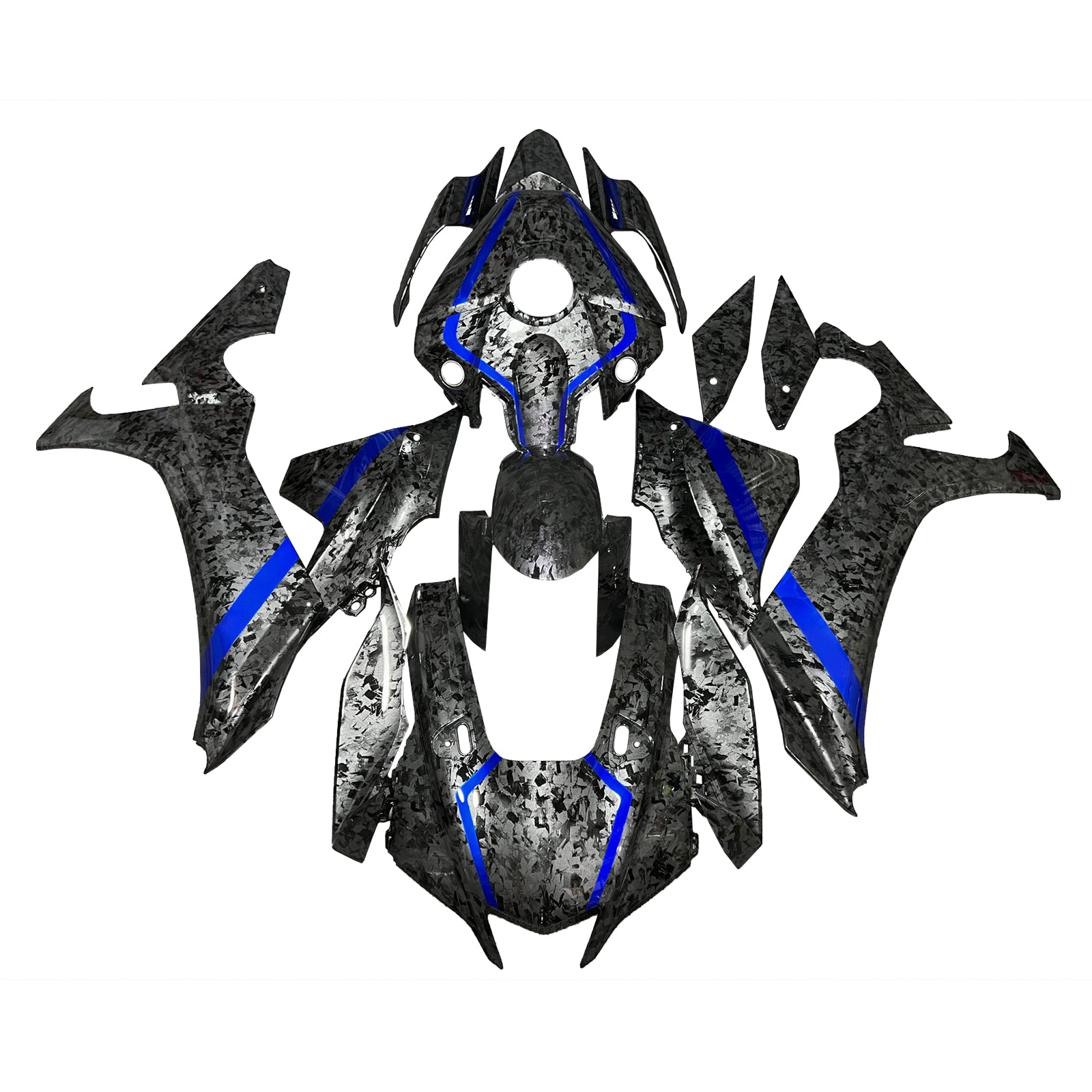 Amotopart 2020-2025 Yamaha YZF-R1 Forged Carbon Fiber Blue Fairing Kit