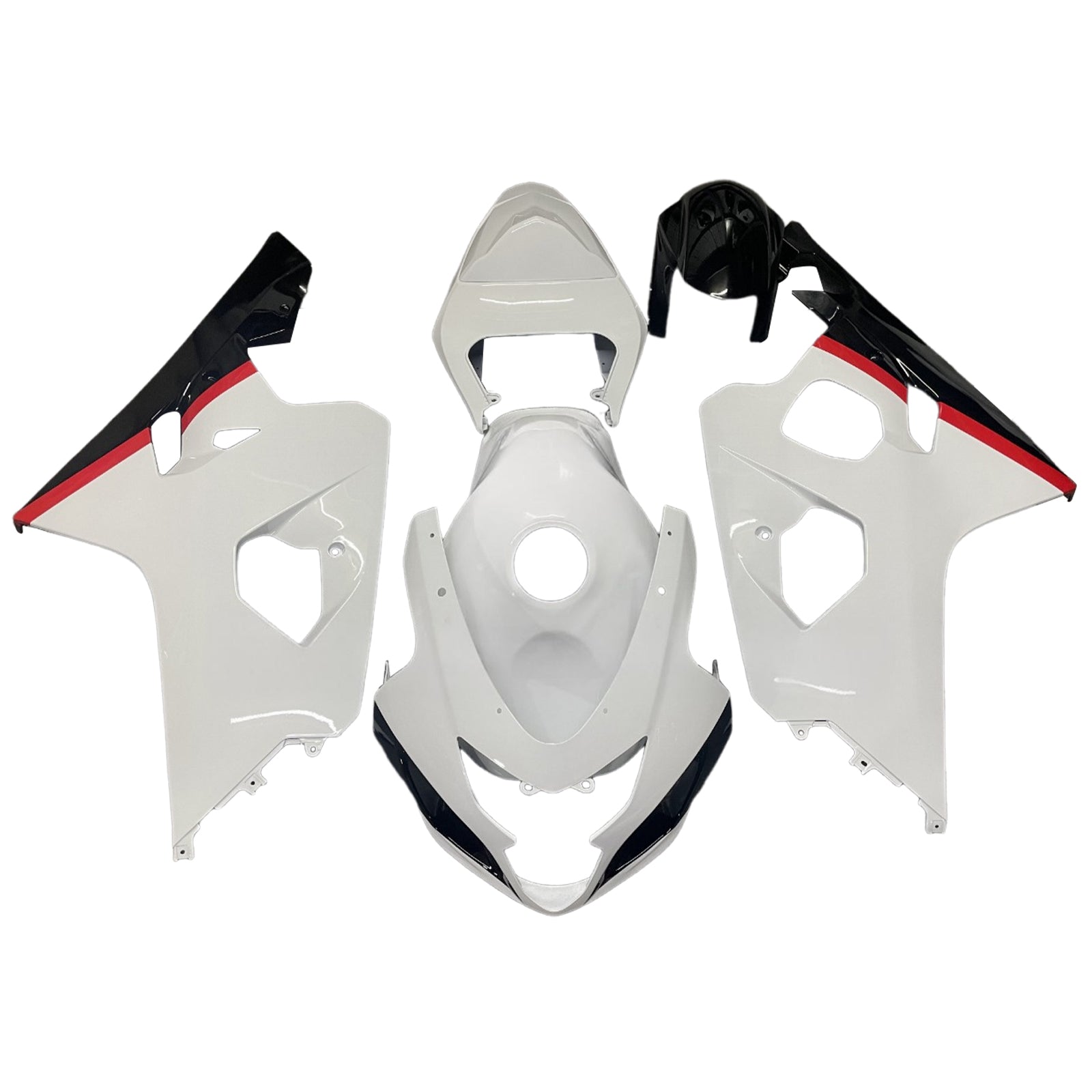 Amotopart 2004-2005 Suzuki GSXR 600/750 White Yellow Line Fairing Kit