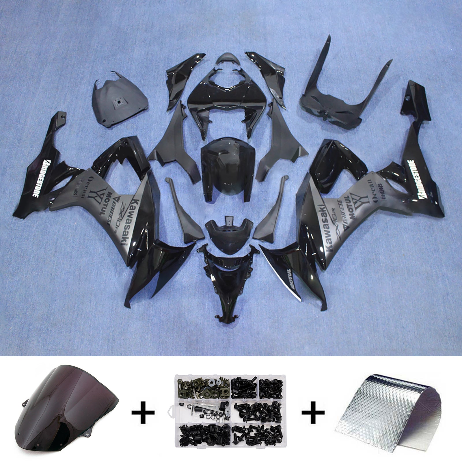 Amotopart 2008-2010 Kawasaki ZX10R Black Gray Fairing Kit
