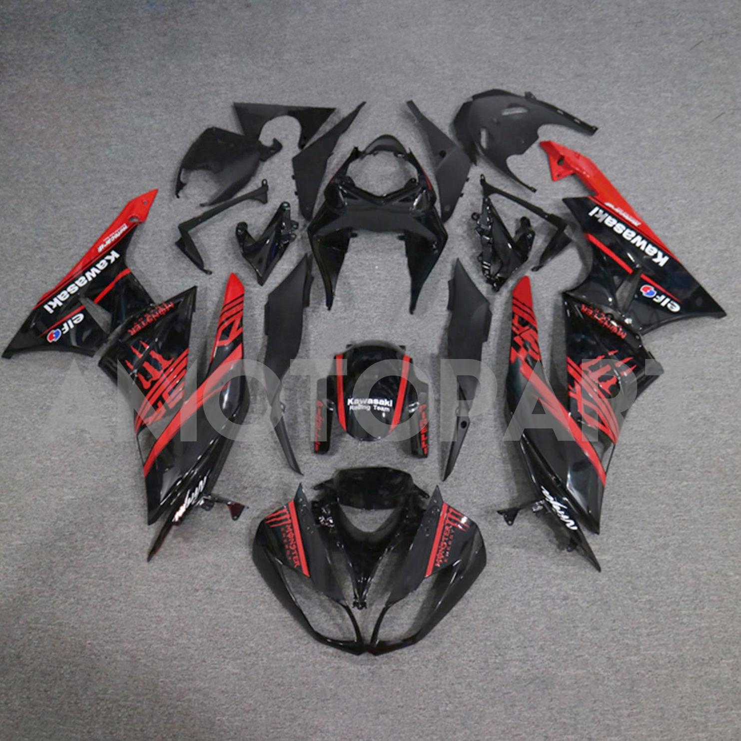 Amotopart Kawasaki 2009-2012 ZX6R 636 Red&Black Fairing Kit
