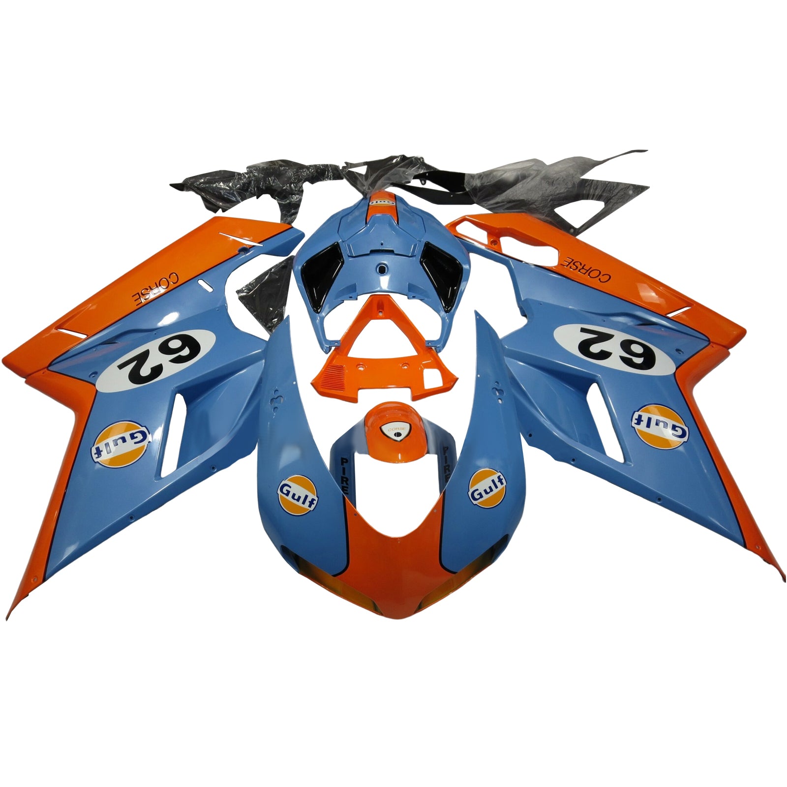 Amotopart All Years Ducati 1098/1198/848 Glossy Orange Blue Fairing Kit