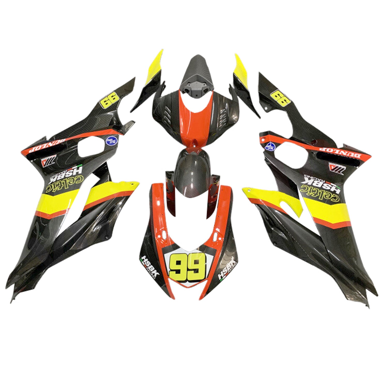 Amotopart 2017-2023 Yamaha YZF R6 Black Orange Yellow Fearing Kit