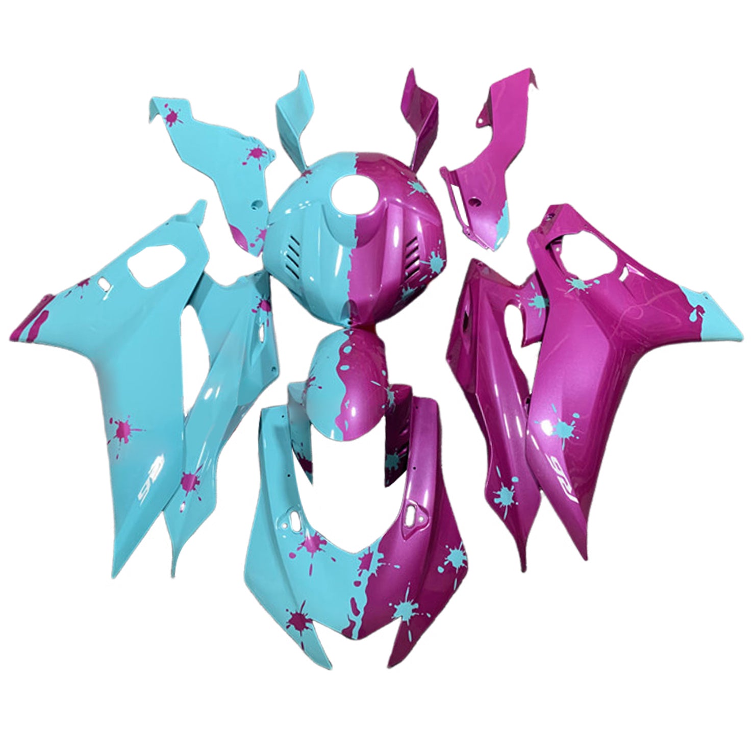Amotopart 2017-2023 Yamaha YZF R6 Hellblau Pink Verkleidungskit
