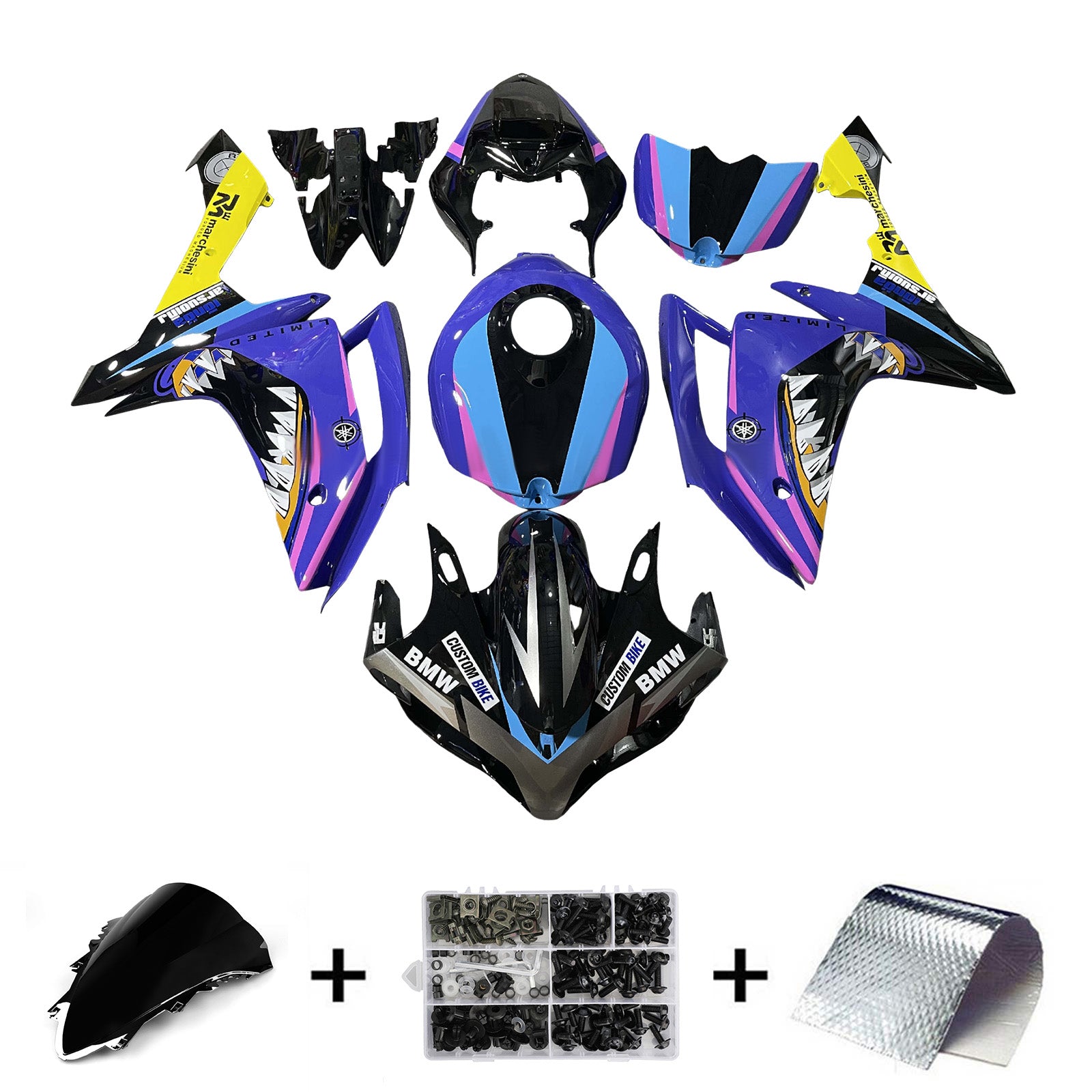 Amotopart 2007-2008 Yamaha YZF-R1 Blue Light Blue Fairing Kit