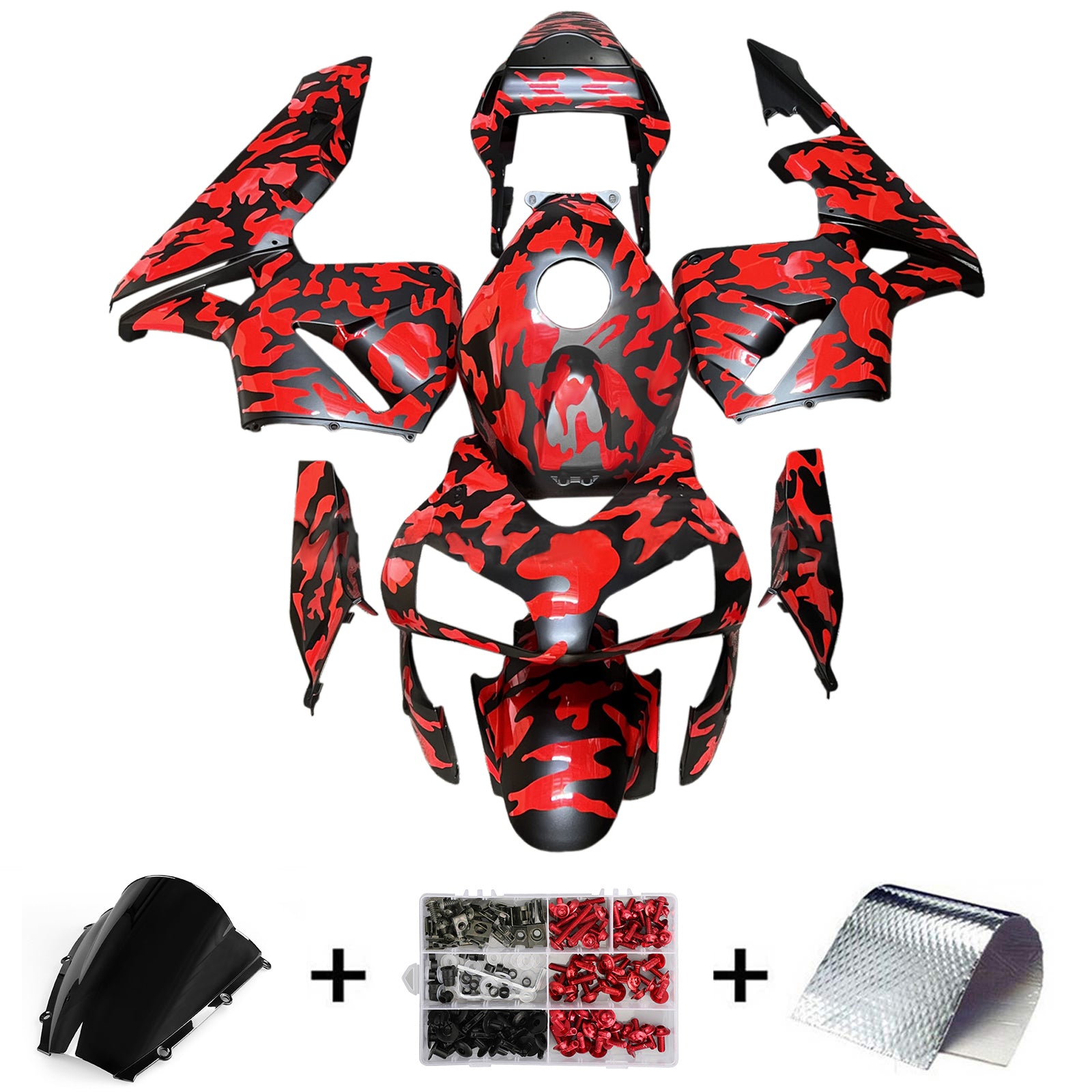 Amotopart 2003-2004 Honda CBR600RR Kit de carénage noir rouge