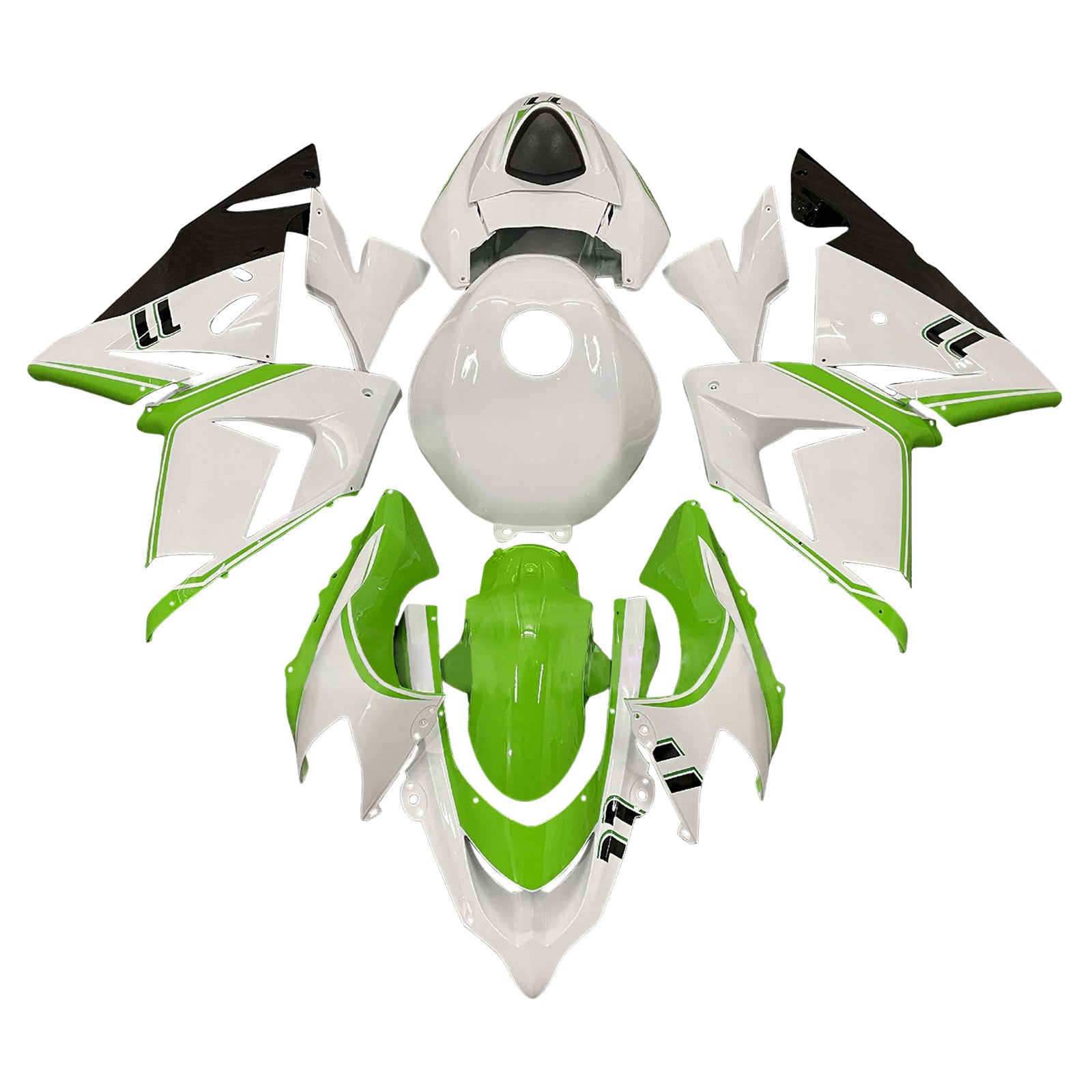 Amotopart 2004-2005 Kawasaki ZX10R White Green Fairing Kit