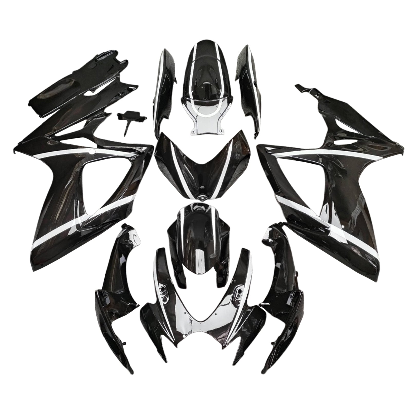 Amotopart 2006-2007 Suzuki GSXR 600/750 Black White Line Fairing Kit