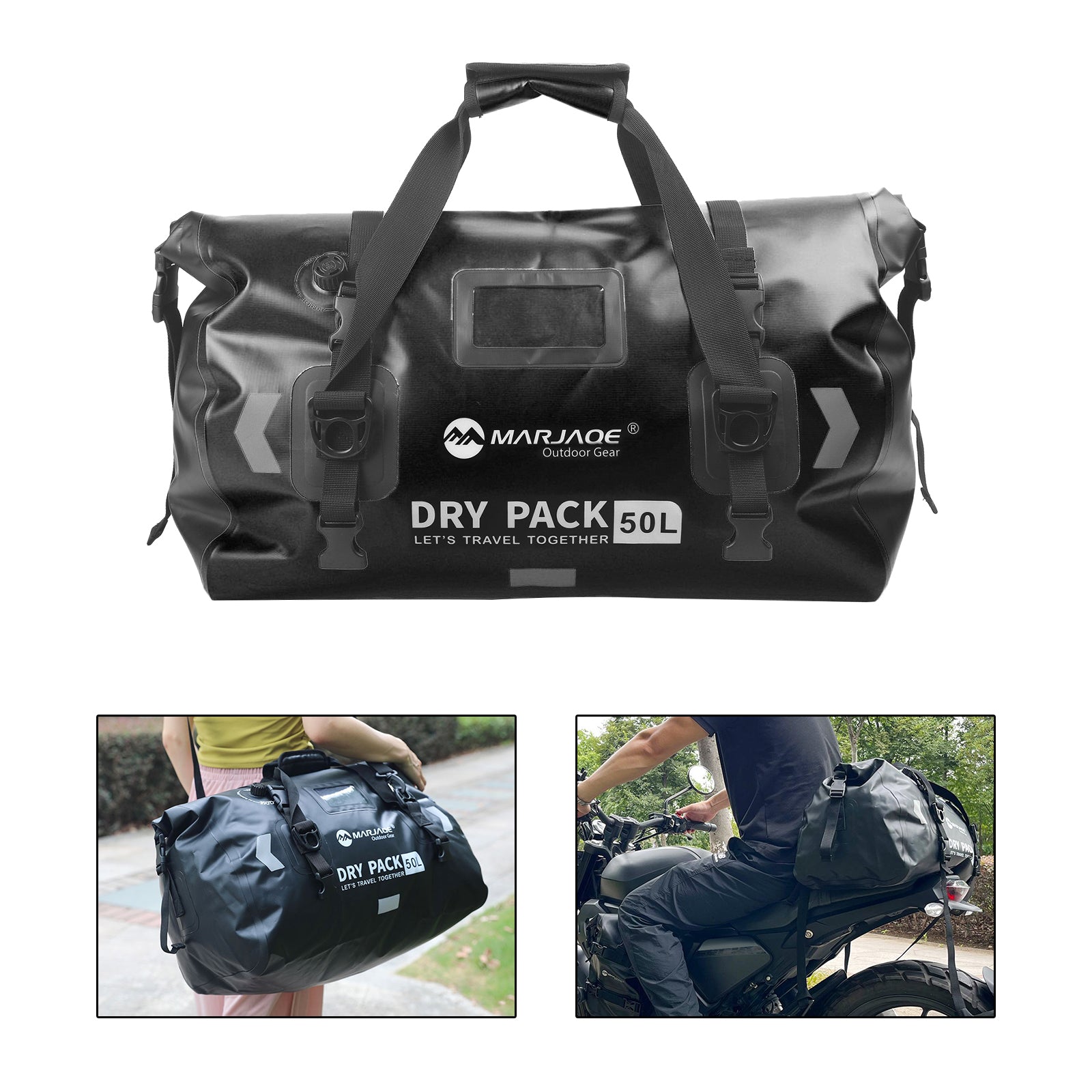 Motorcycle Universal Saddlebag Side Storage Tail Bag Pu Luggage 50L