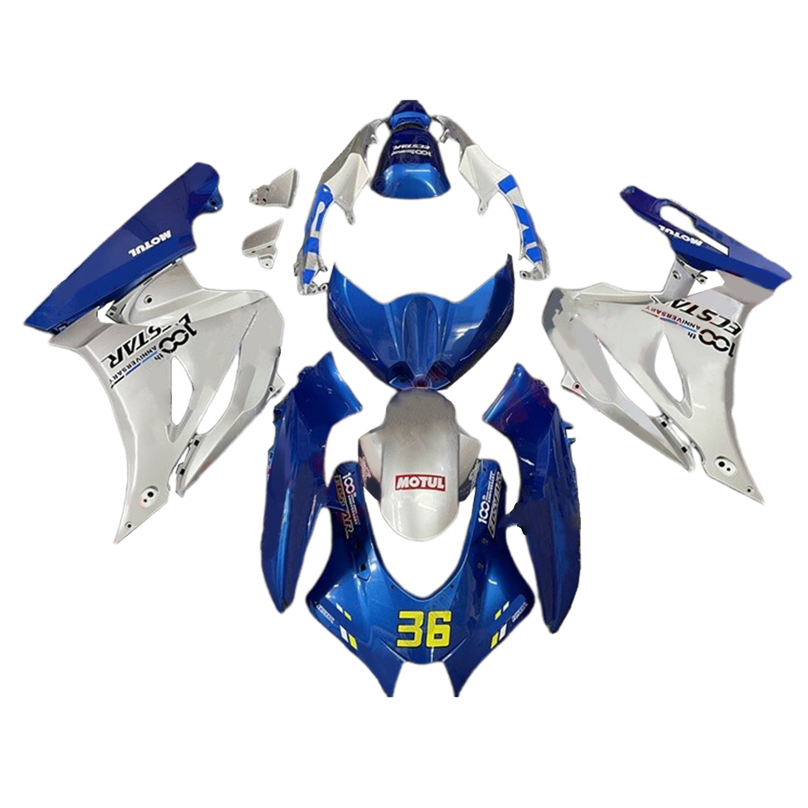Amotopart 2017-2024 K17 GSXR1000 Suzuki Blue & Silver Fairing Kit