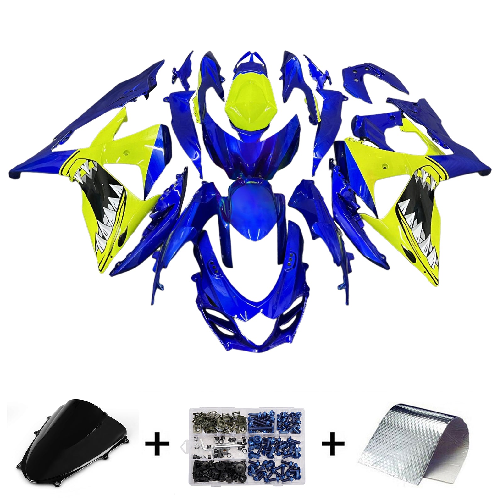 Amotopart 2009-2016 Suzuki GSXR1000 Blue Yellow Fairing Kit