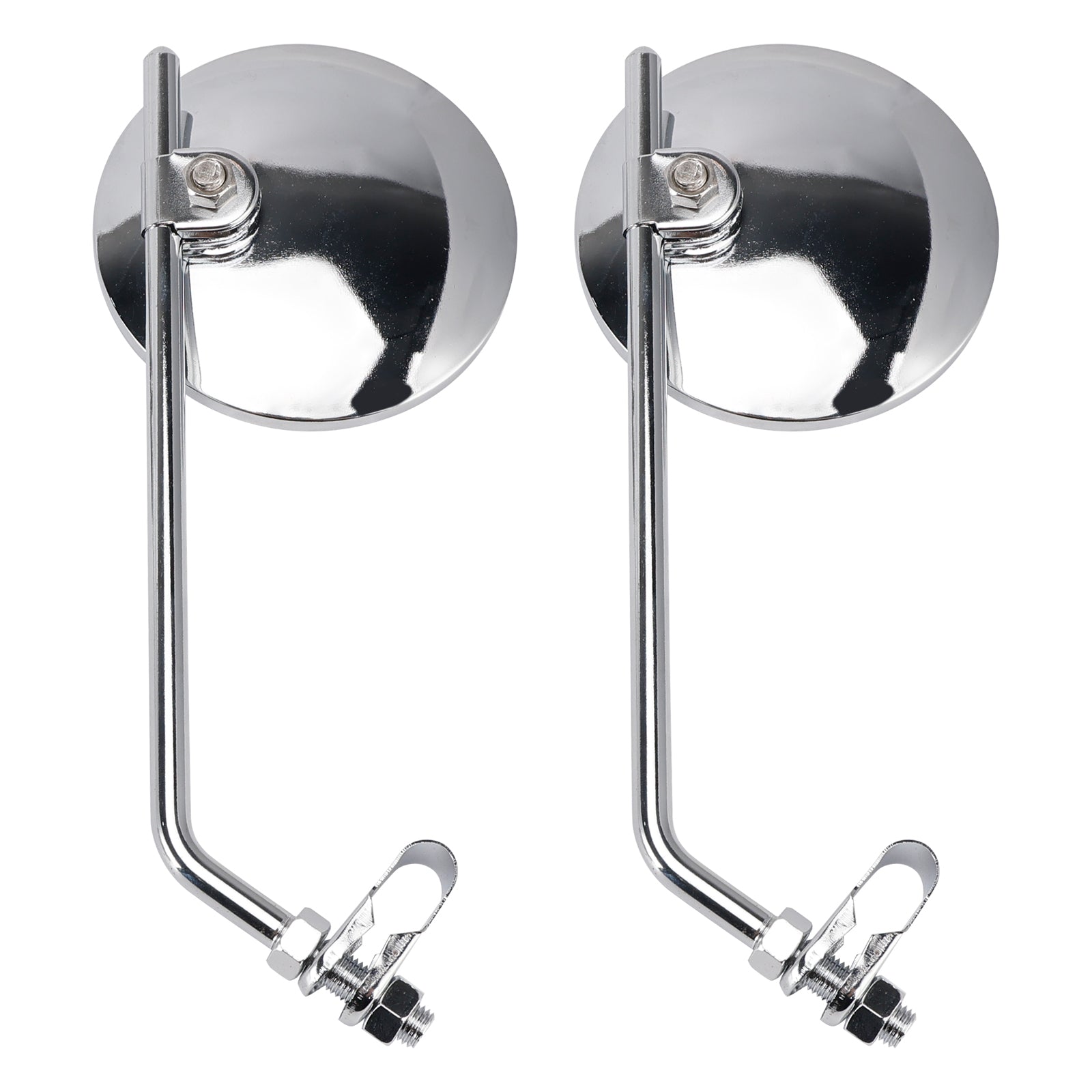 Pair 4" Chrome Clamp-On Mirror - 8" Long Stem For Honda Chopper Bobber Vintage