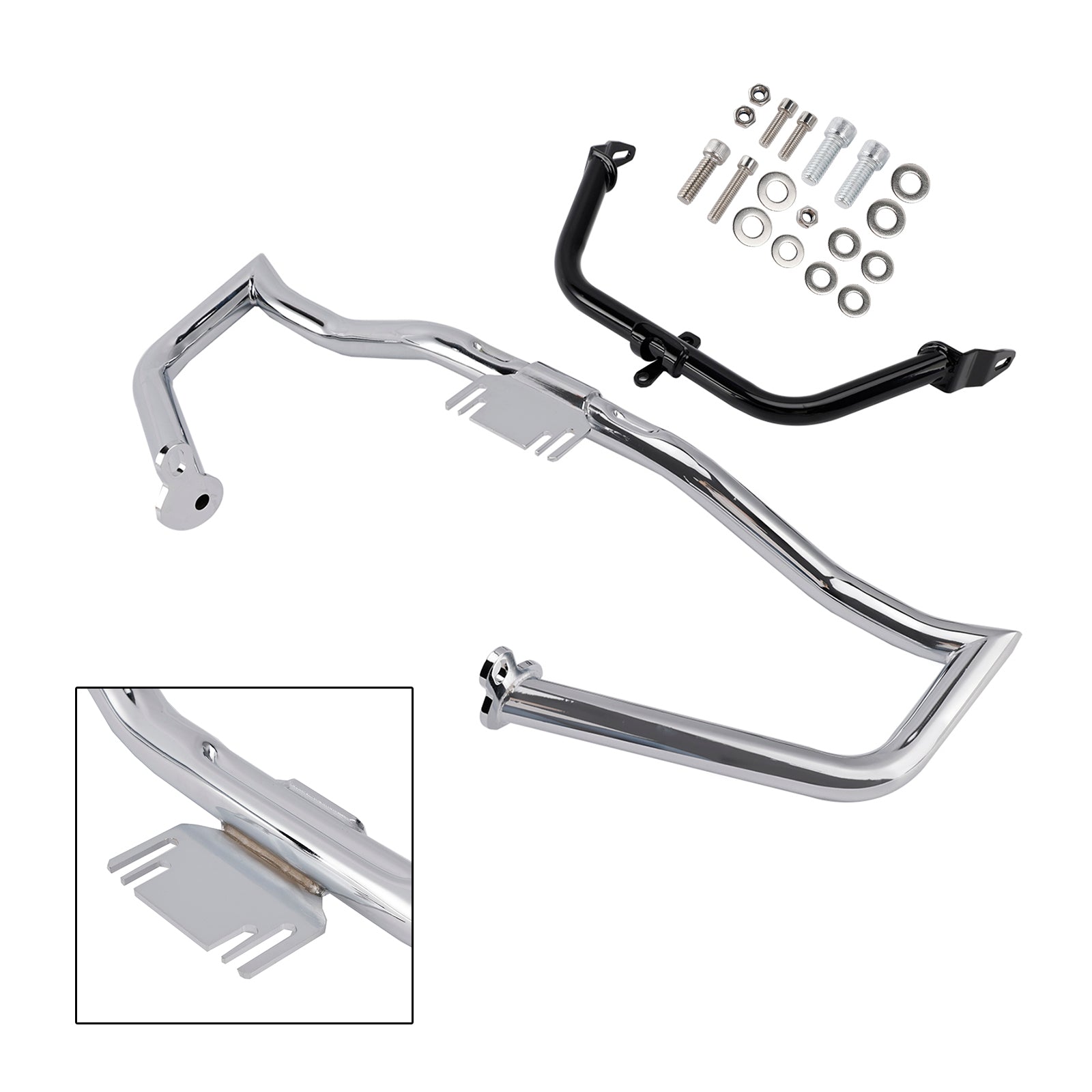 Harley Glide Flht Engine Crash Bar Protector Fairing Bracket Set Chrome Flhx
