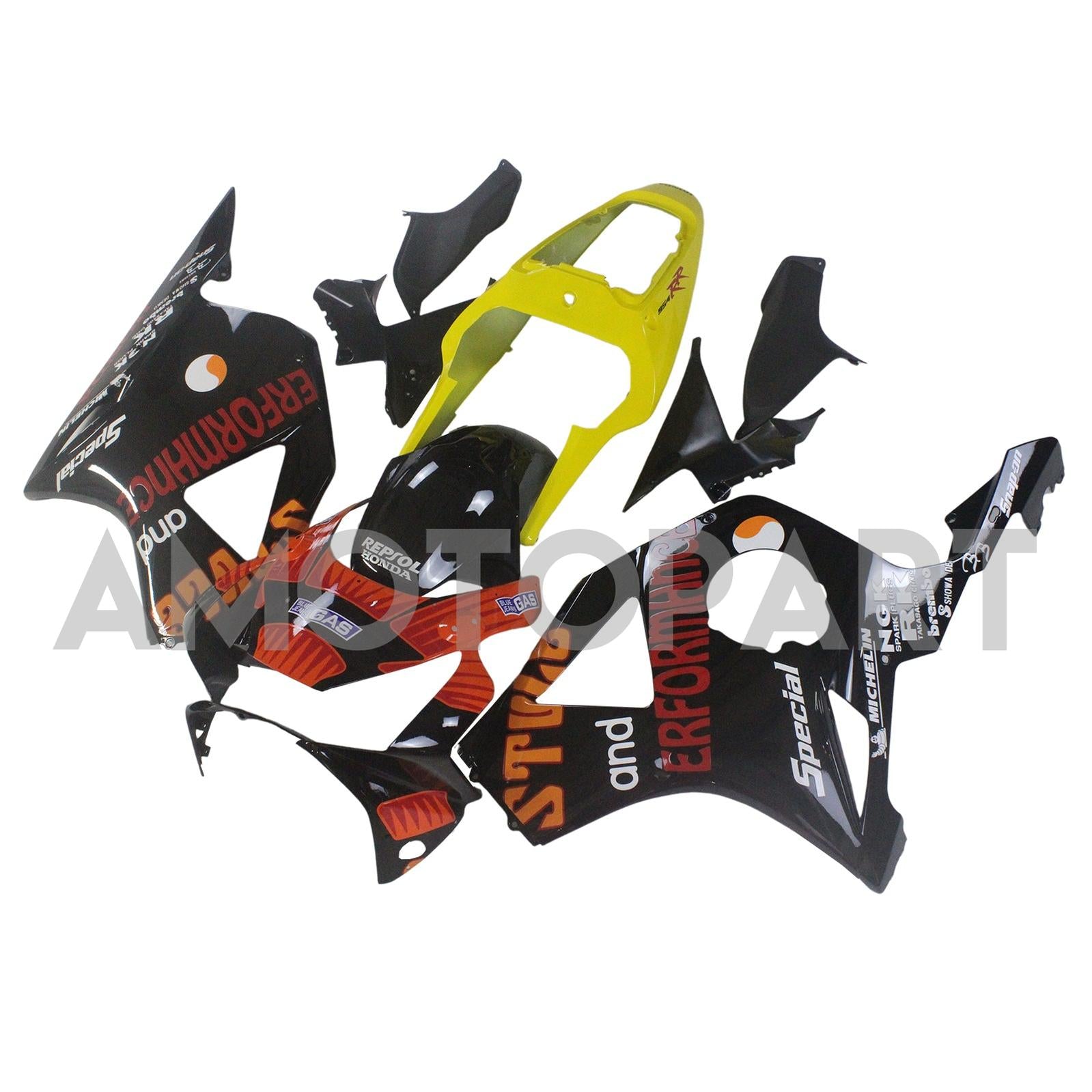 Amotopart 2002-2003 Honda CBR954 Black Yellow Fairing Kit