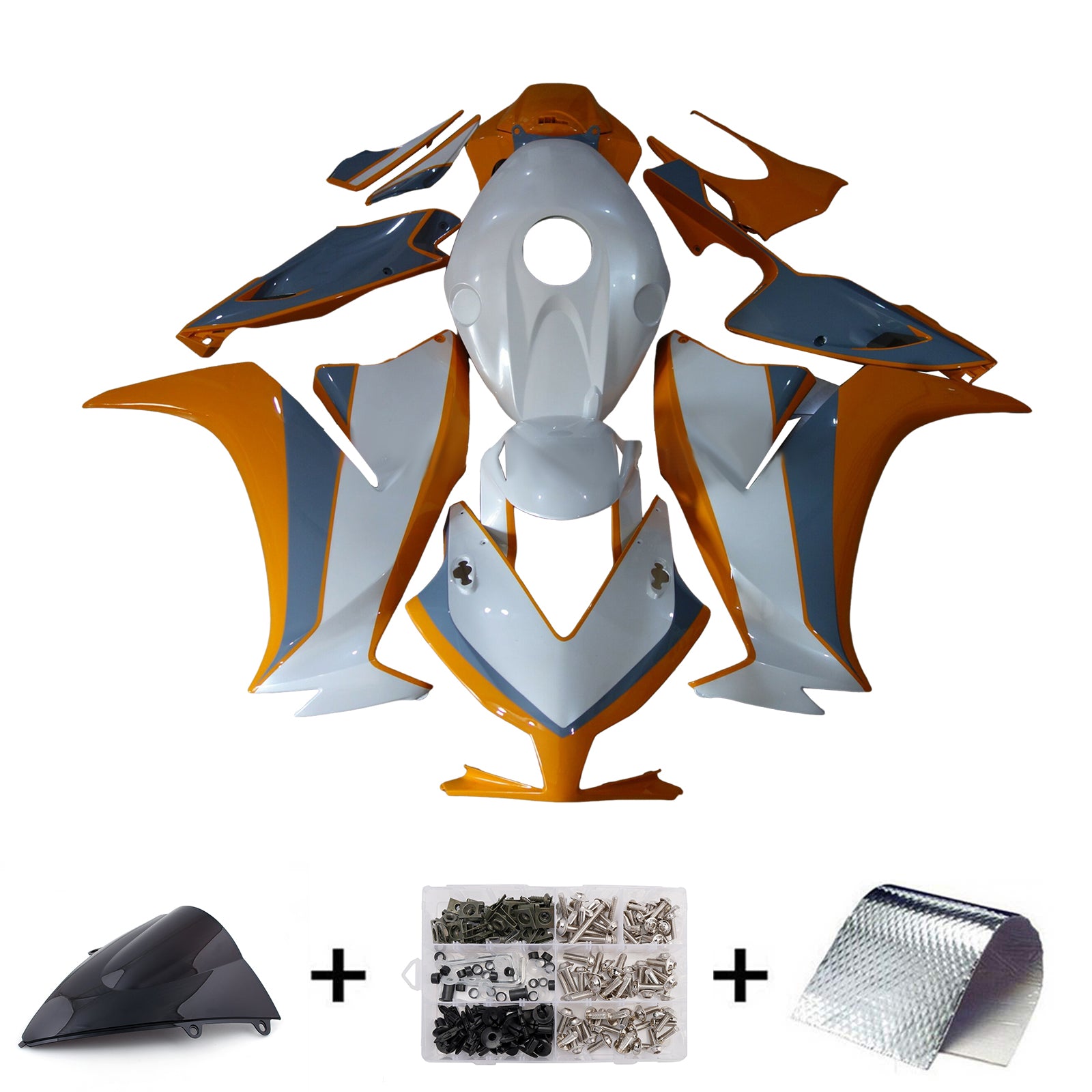 Amotopart 2012-2016 Honda CBR1000rr Kit de carénage blanc orange