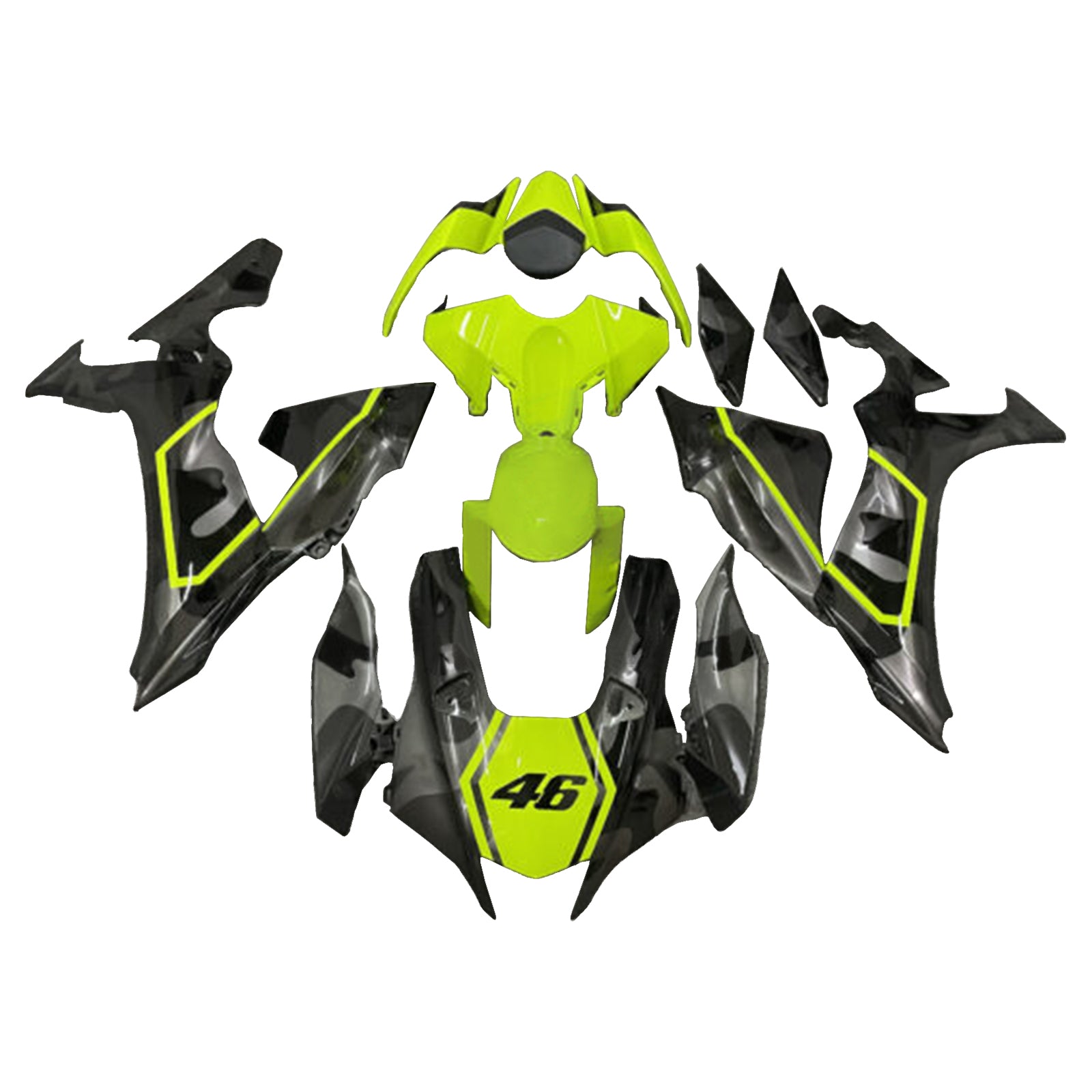 Amotopart 2020-2025 Yamaha YZF-R1 Black Yellow Fairing Kit