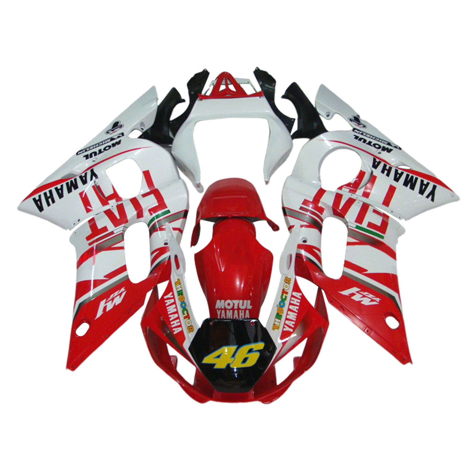 Amotopart 1998-2002 Yamaha YZF 600 R6 White & Red Style2 Fairing Kit