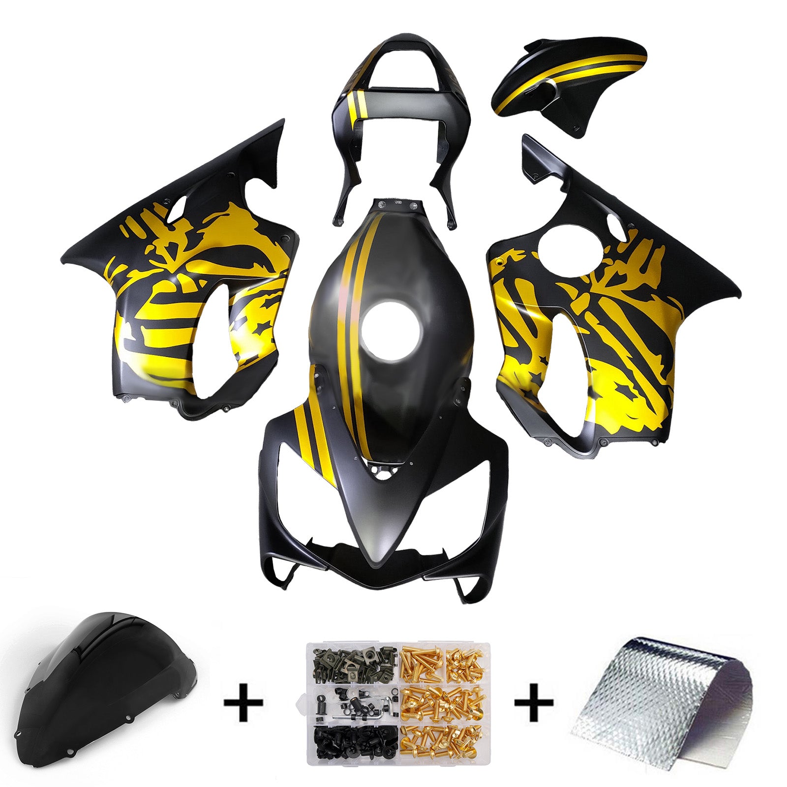 Amotopart 2001-2003 Honda CBR600 F4i Gold Black Fairing Kit