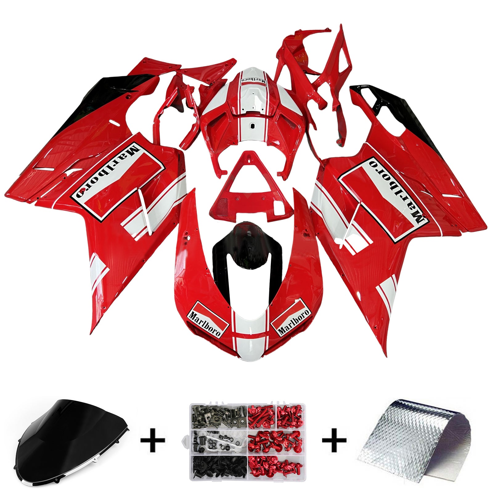 Amotopart All Years Ducati 1098/1198/848 White Red Fairing Kit