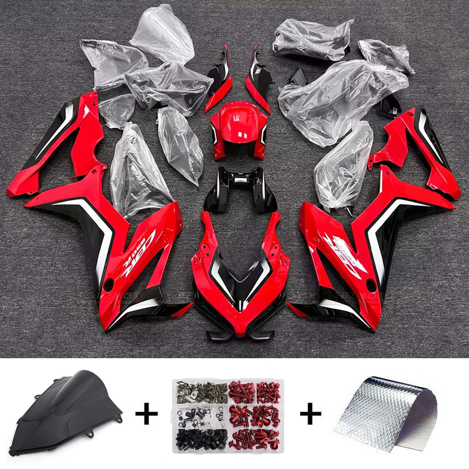 Amotopart 2019-2020 Honda CBR650R Red/Black Fairing Kit