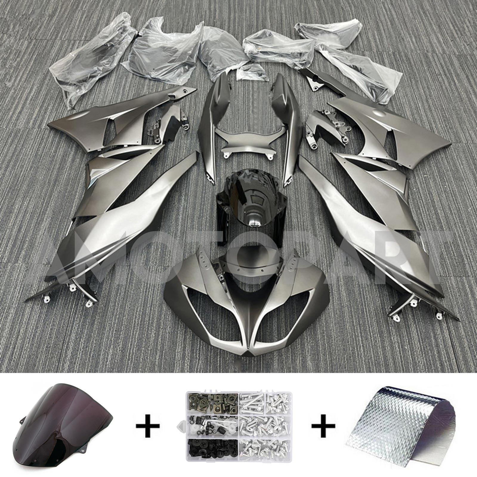 Amotopart Kawasaki 2009-2012 ZX6R 636 Silber mit Grauverkleidungskit