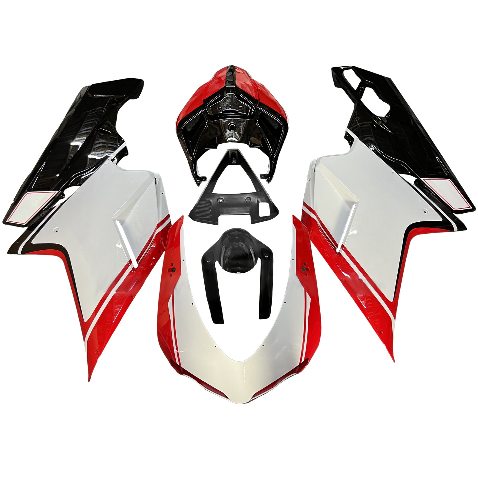 Amotopart All Years Ducati 1098/1198/848 Glossy Red Black White Fairing Kit