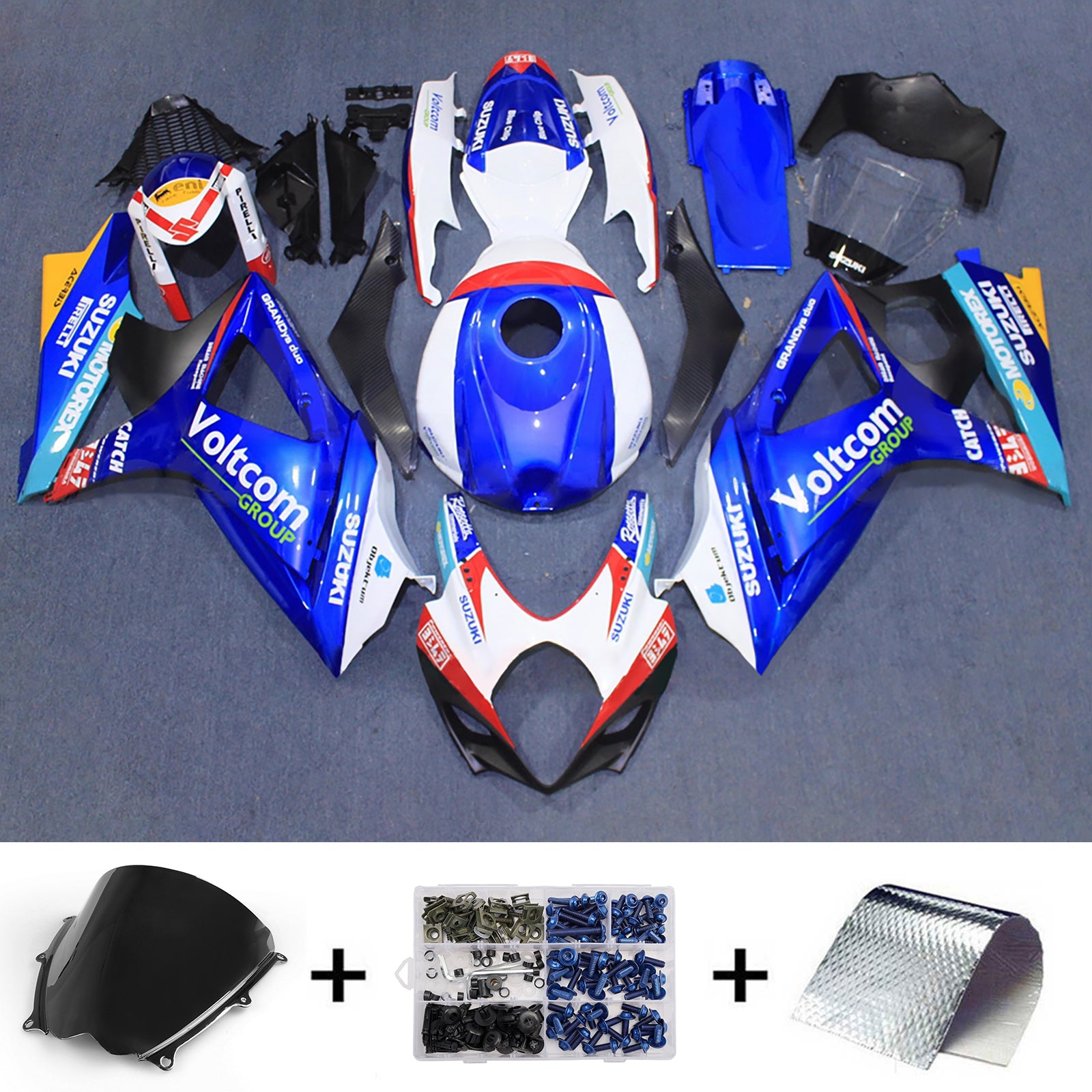 Amotopart 2007-2008 Suzuki GSXR1000 Blue White Red Fairing Kit