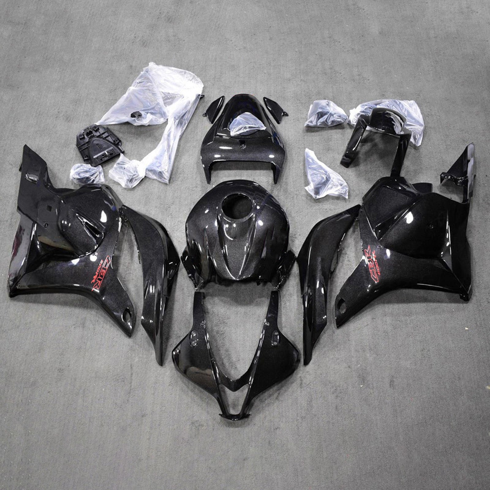Amotopart 2009-2012 Honda CBR600RR Glossy Black Fairing Kit