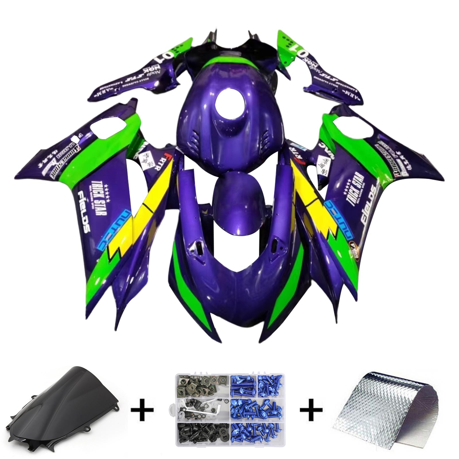 Amotopart Yamaha YZF-R6 2017-2023 Purple & Green Fairing Kit