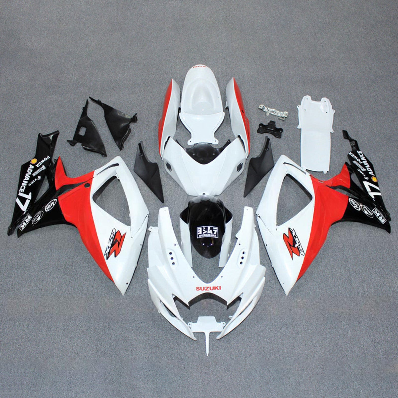 Amotopart 2006-2007 Suzuki GSXR 600/750 White Red Black Fairing Kit