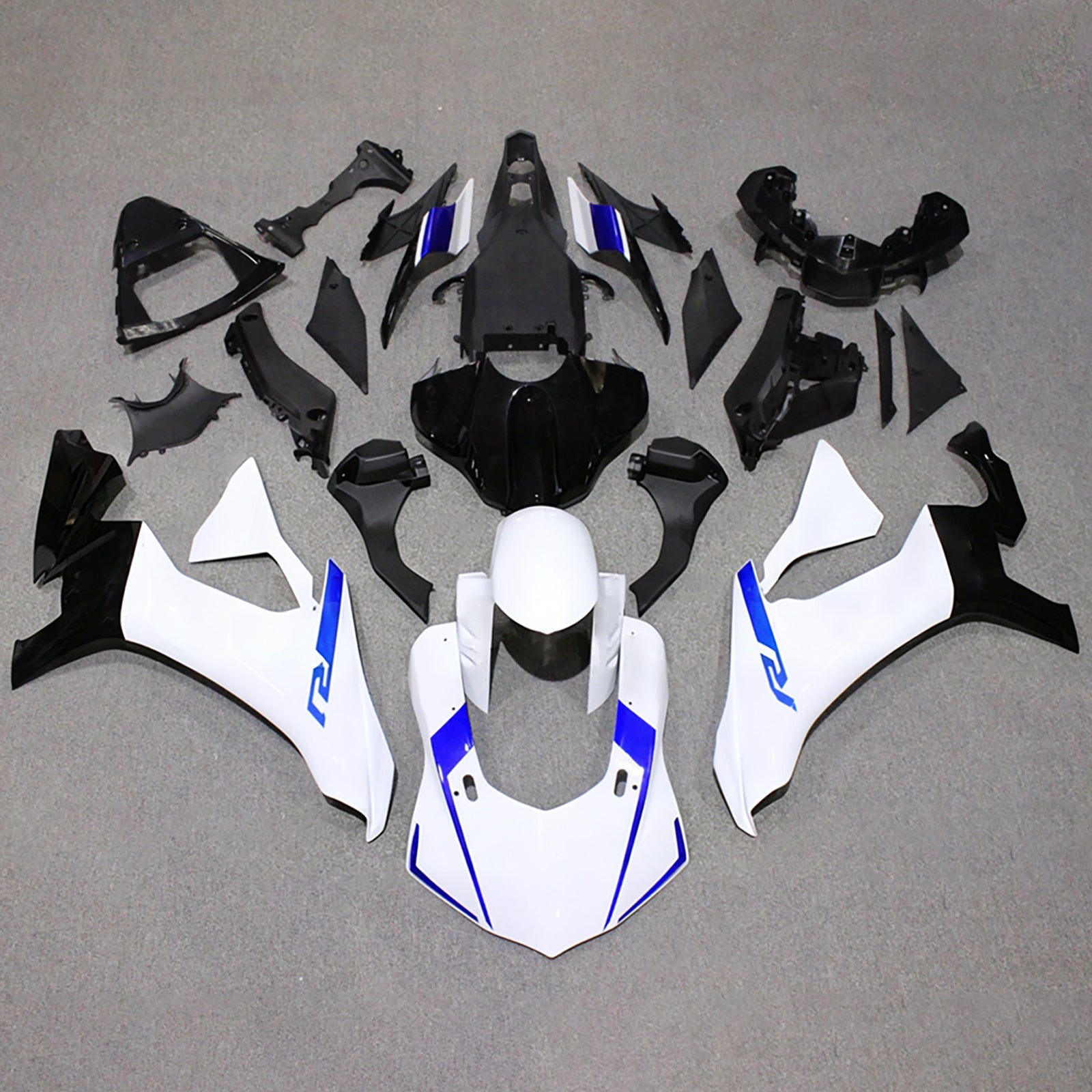 Amotopart 2015-2019 Yamaha YZF 1000 R1 White/Black Fairing Kit