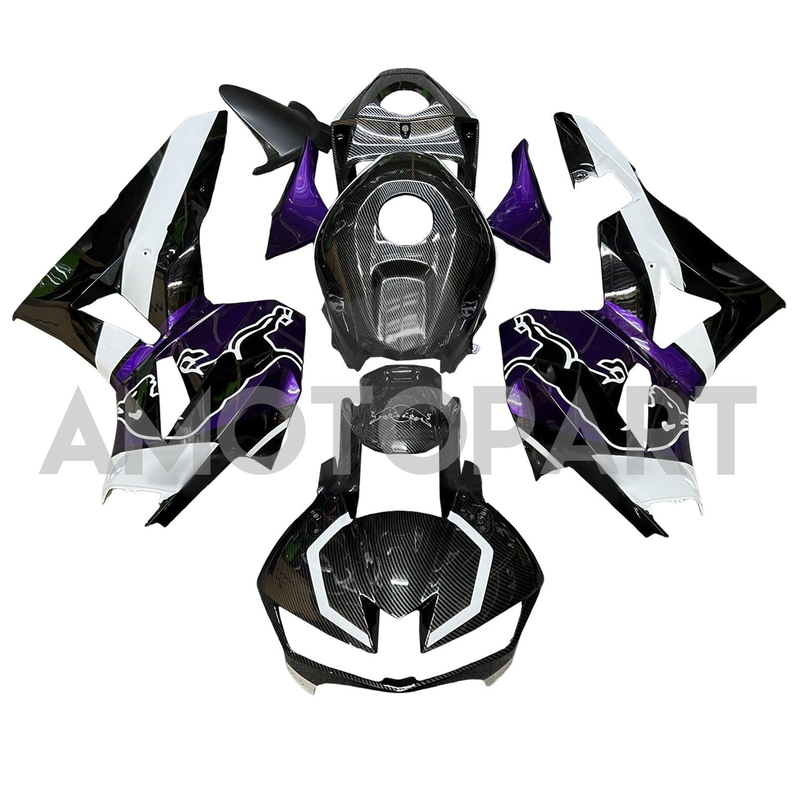 Amotopart 13-25 US ver. & 13-23 European ver. Honda CBR600RR Carbon Fiber Pattern White Purple Fairing Kit