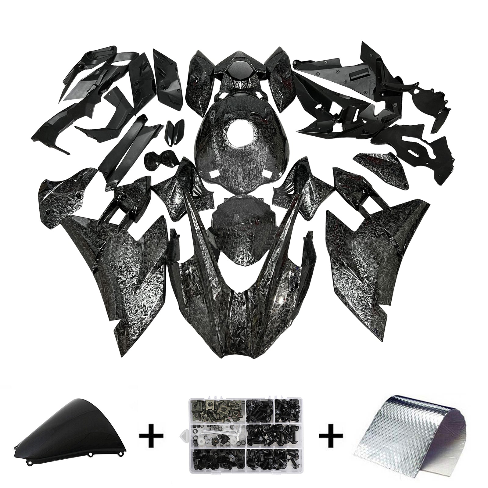 Amotopart 2015-2022 Kawasaki Ninja H2 Forged Carbon Fiber Pattern Fairing Kit