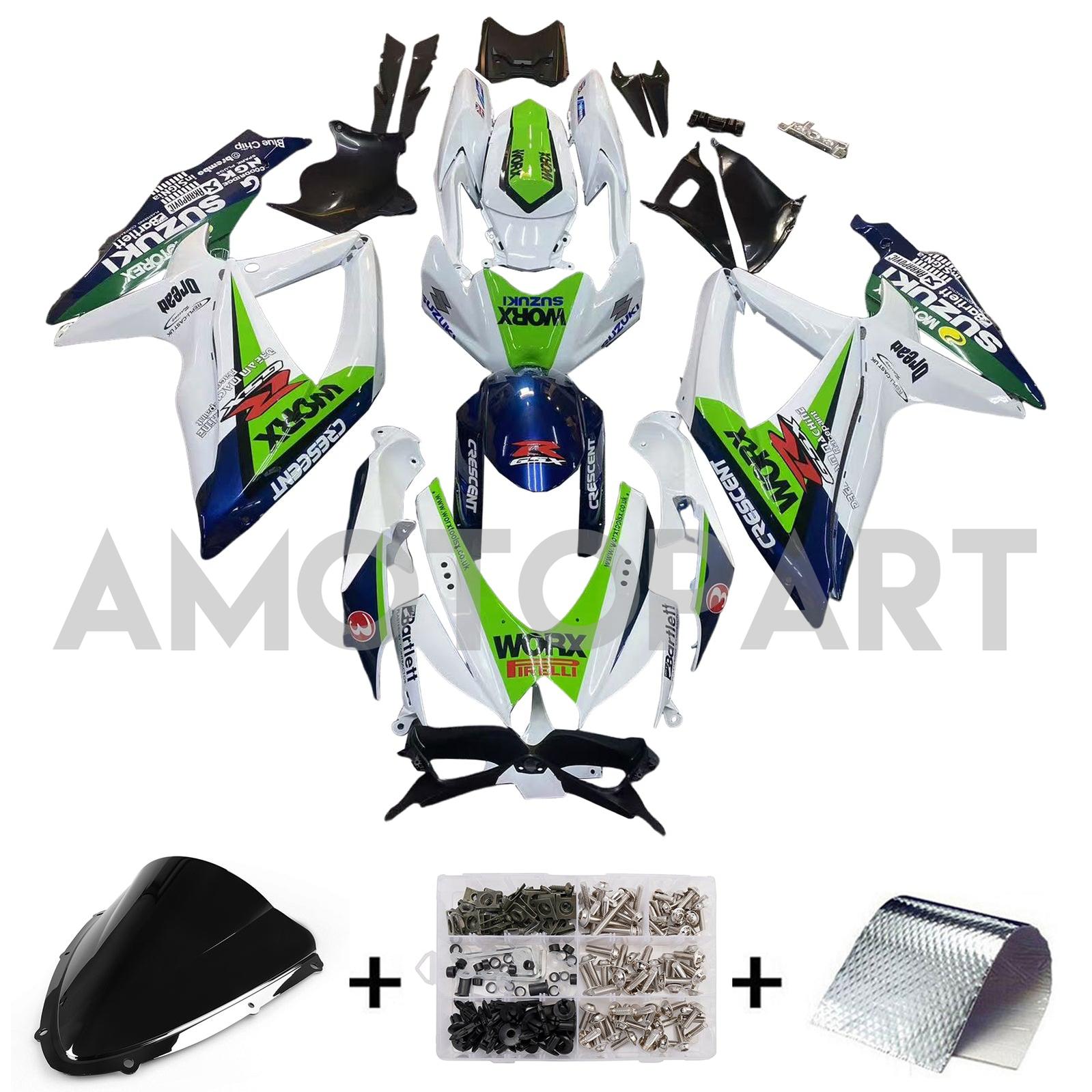Amotopart 2008-2009 Suzuki GSXR 600/750 White Fairing Kit
