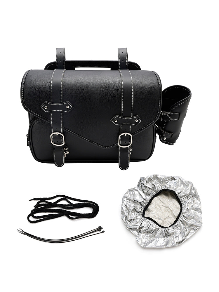 Tail Bag Pu Side Saddlebag Tail Bag Luggage Pouch Storage Black For Motorbike