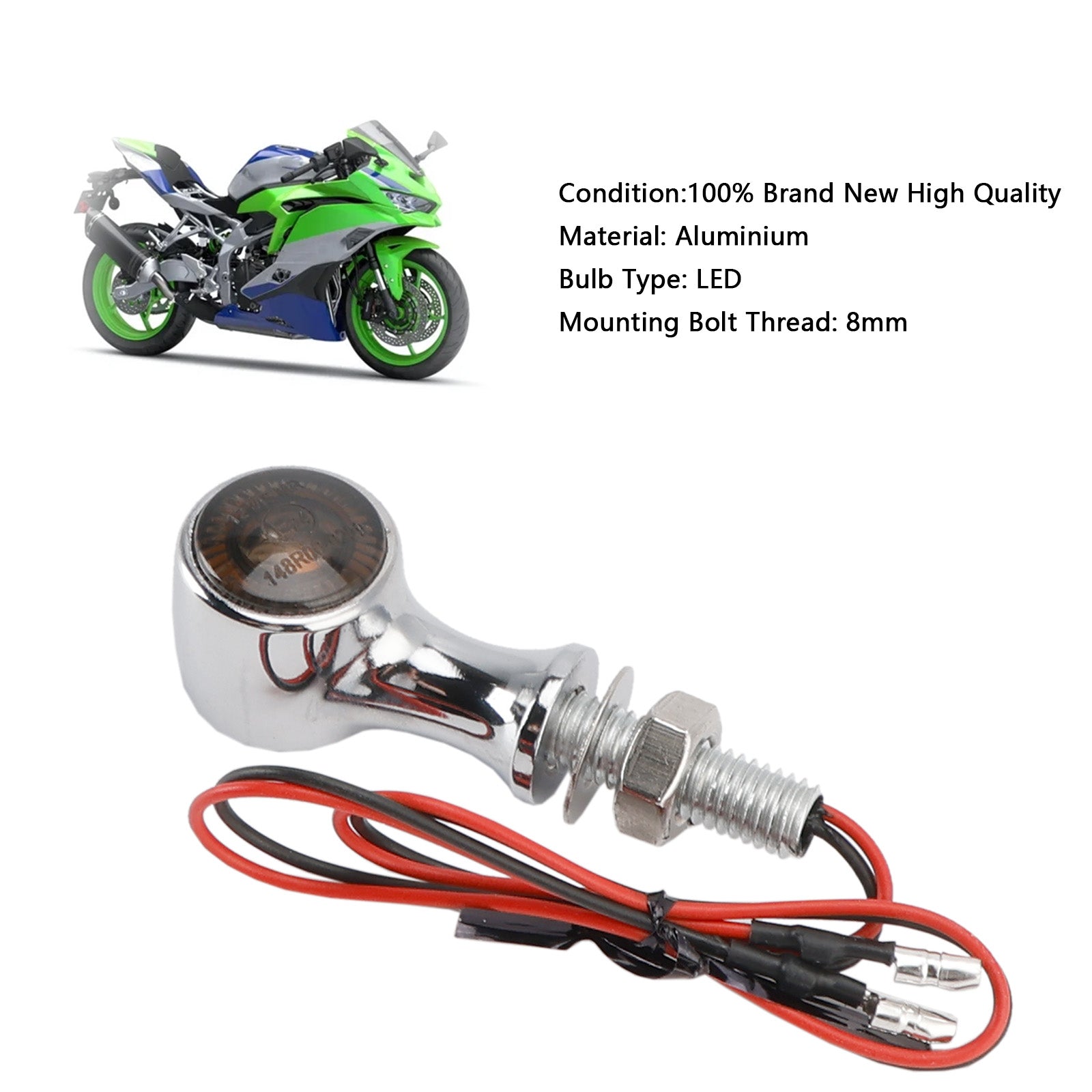 Universal Motorcycle 12V LED Turn Signal Indicator Light 8mm