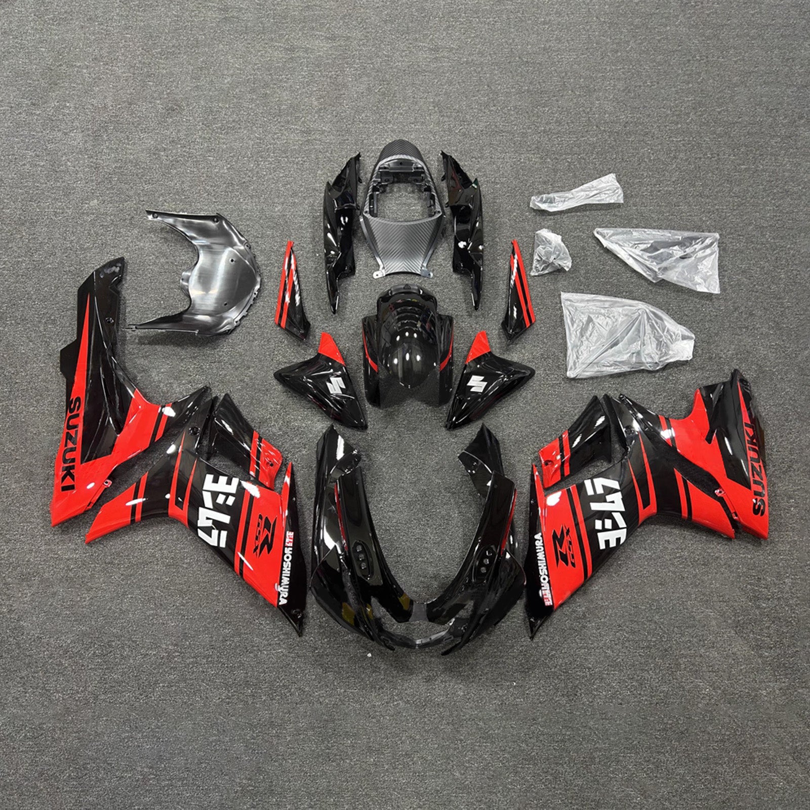 Kit de carenagem Amotopart 2011-2026 Suzuki GSXR 600/750 preto vermelho